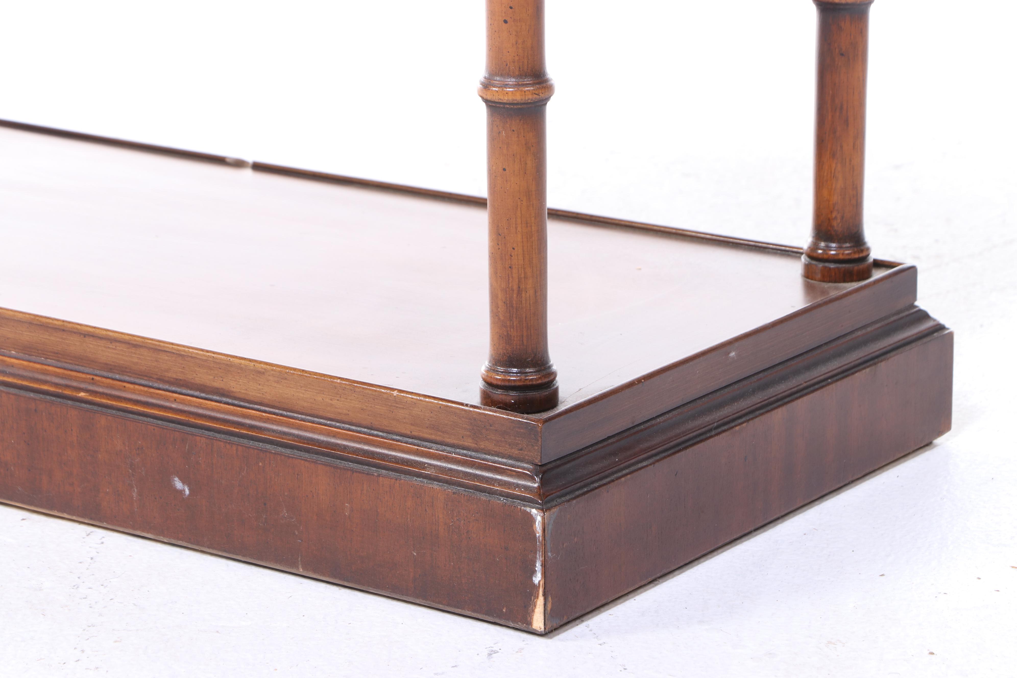 Regency Style Faux Bamboo Étagère Bookcase with Brass Artichoke Finials