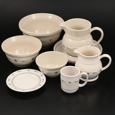 Longaberger Pottery Stoneware Pitchers, Serving Bowls and Platter, 1990s