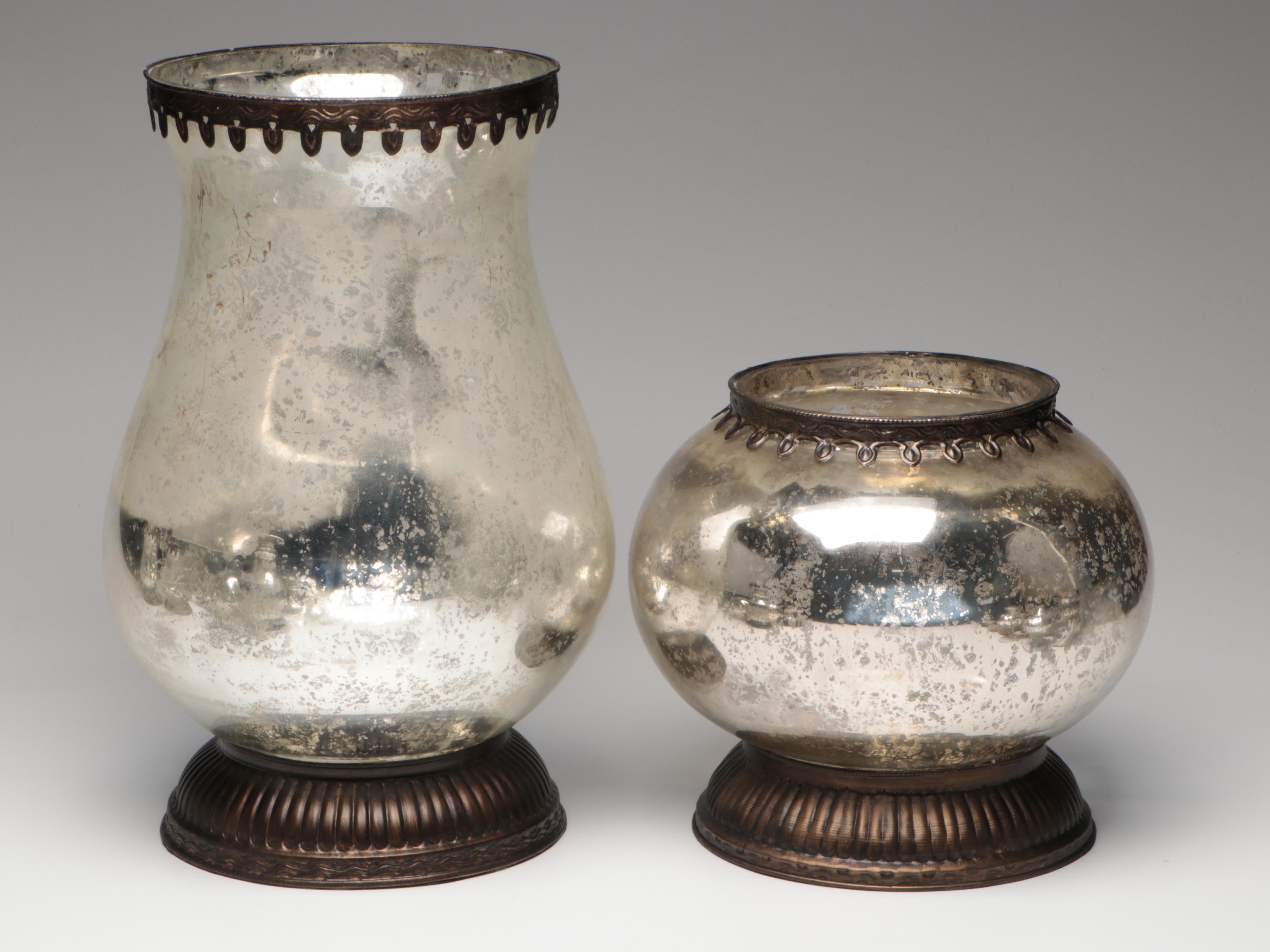 Pottery Barn Mercury Glass Candle Holders with More Table Accessories