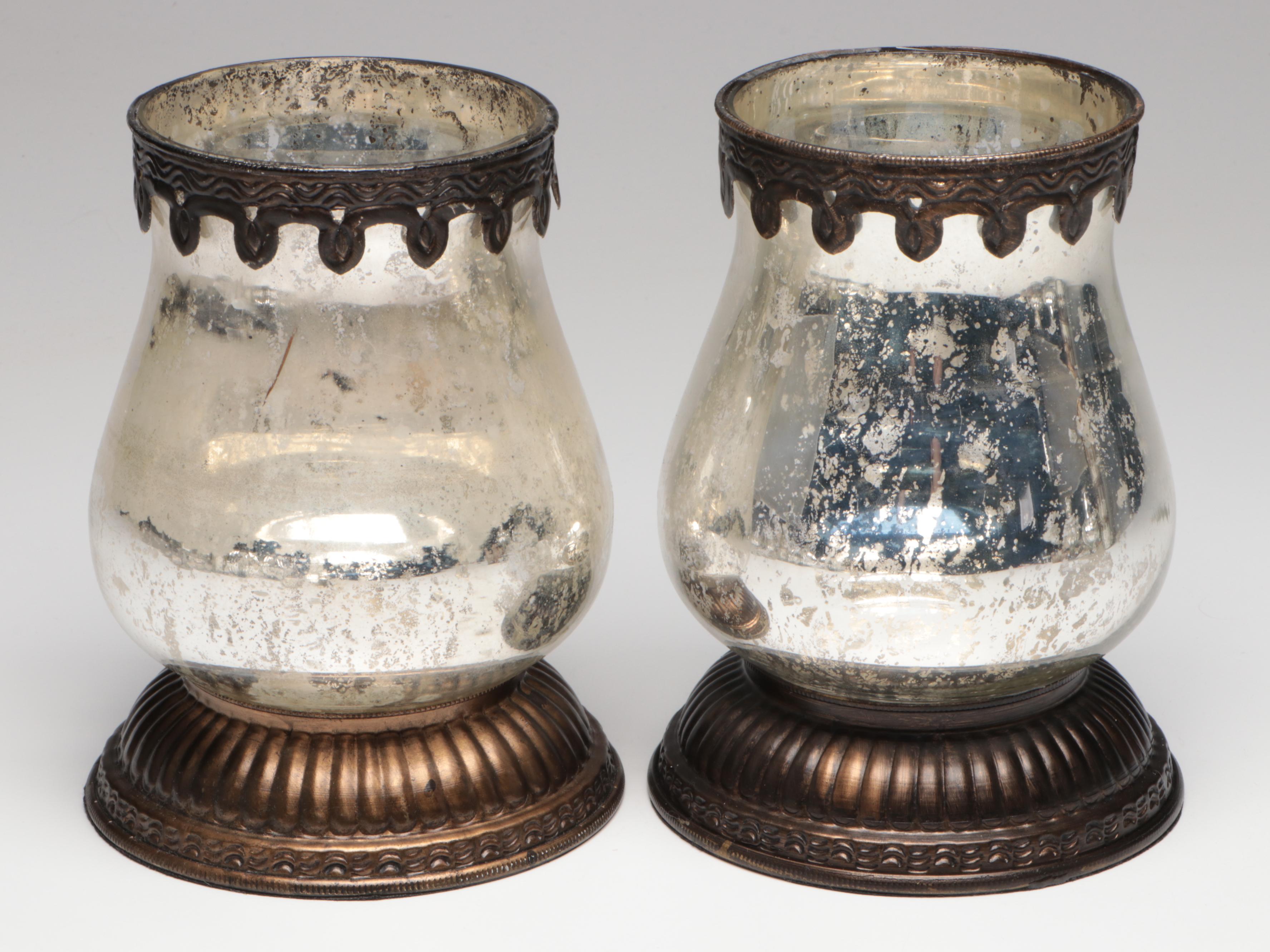 Pottery Barn Mercury Glass Candle Holders with More Table Accessories