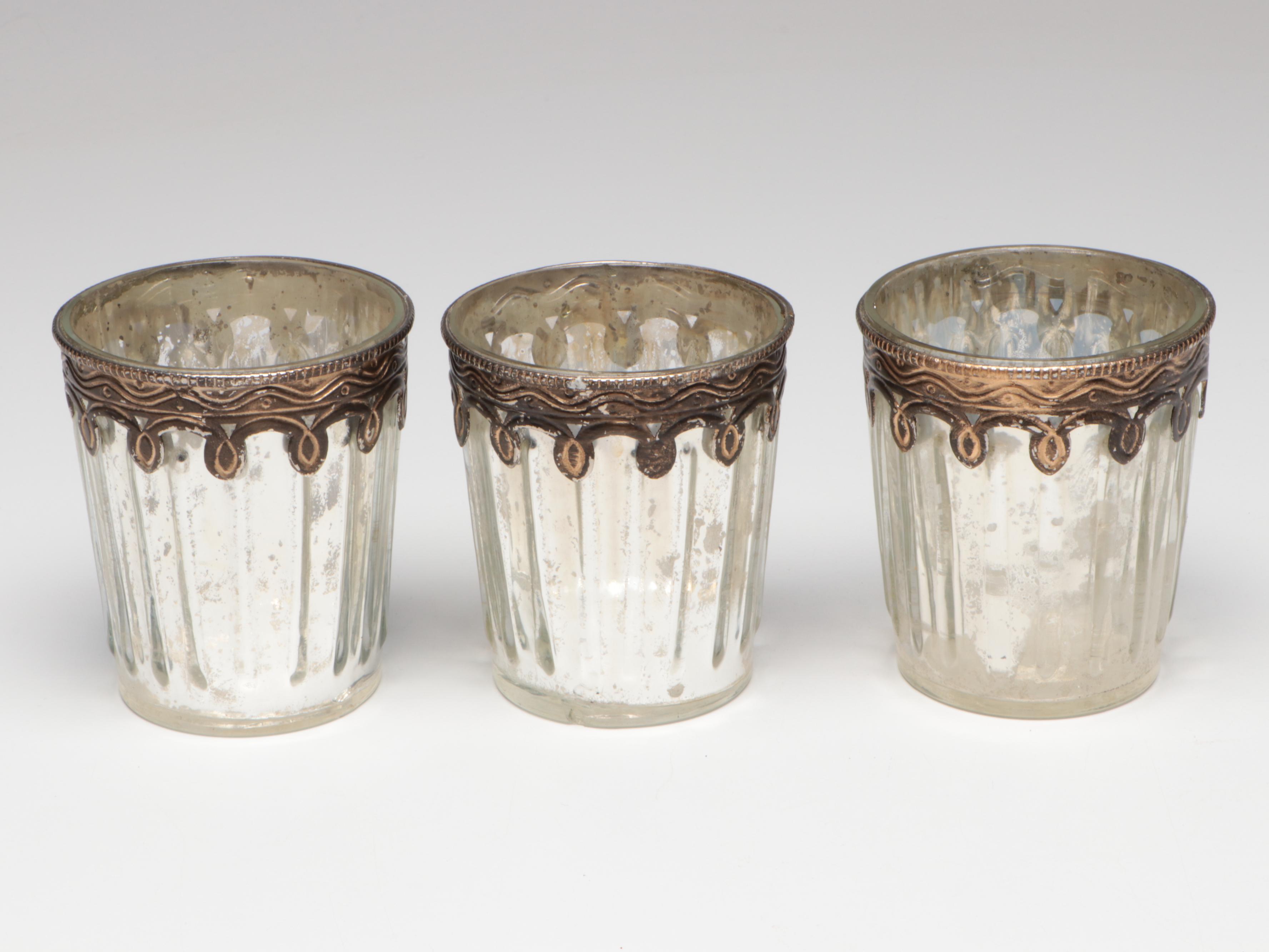 Pottery Barn Mercury Glass Candle Holders with More Table Accessories