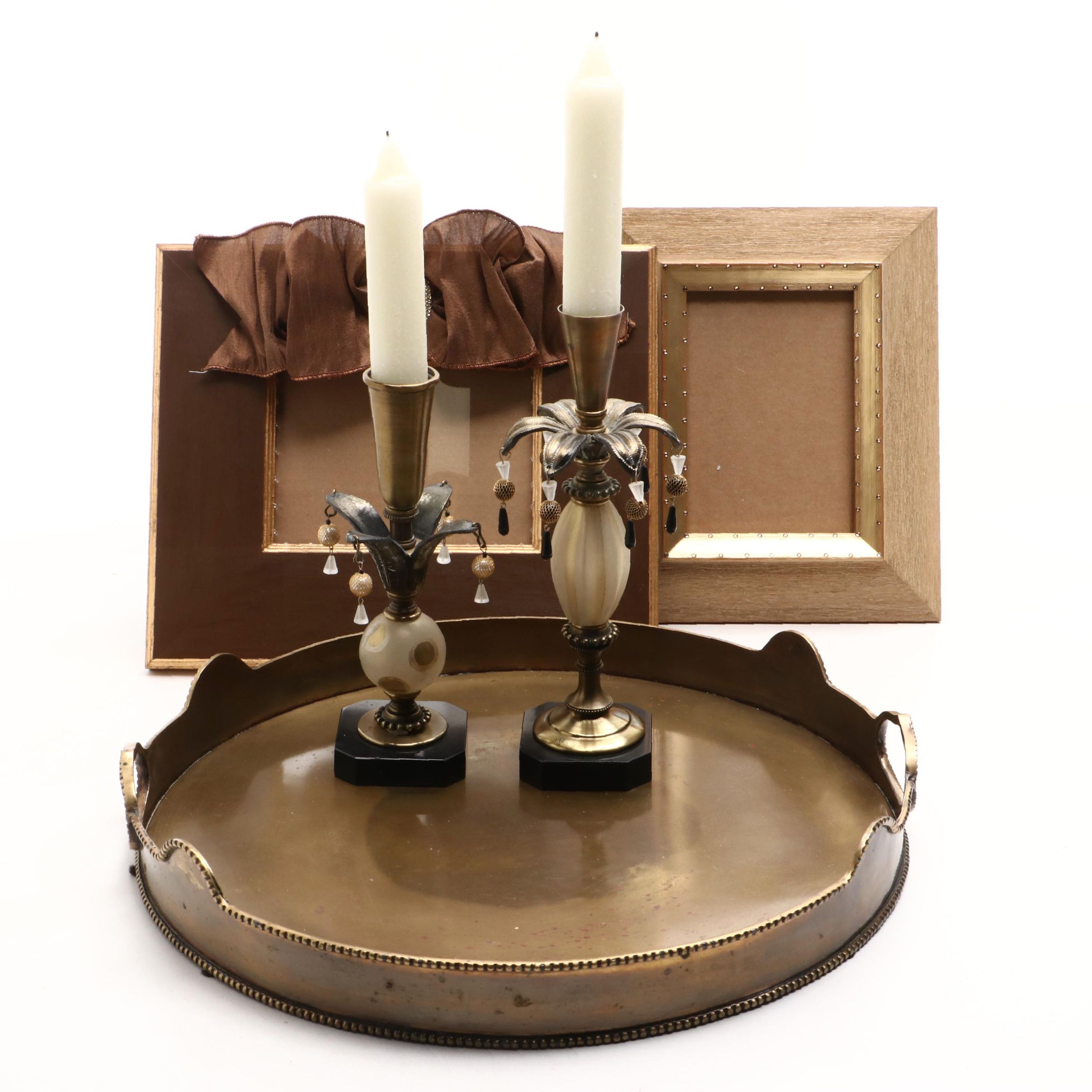 Bejeweled Picture Frames with Tray and Whimsical Beaded Candlesticks