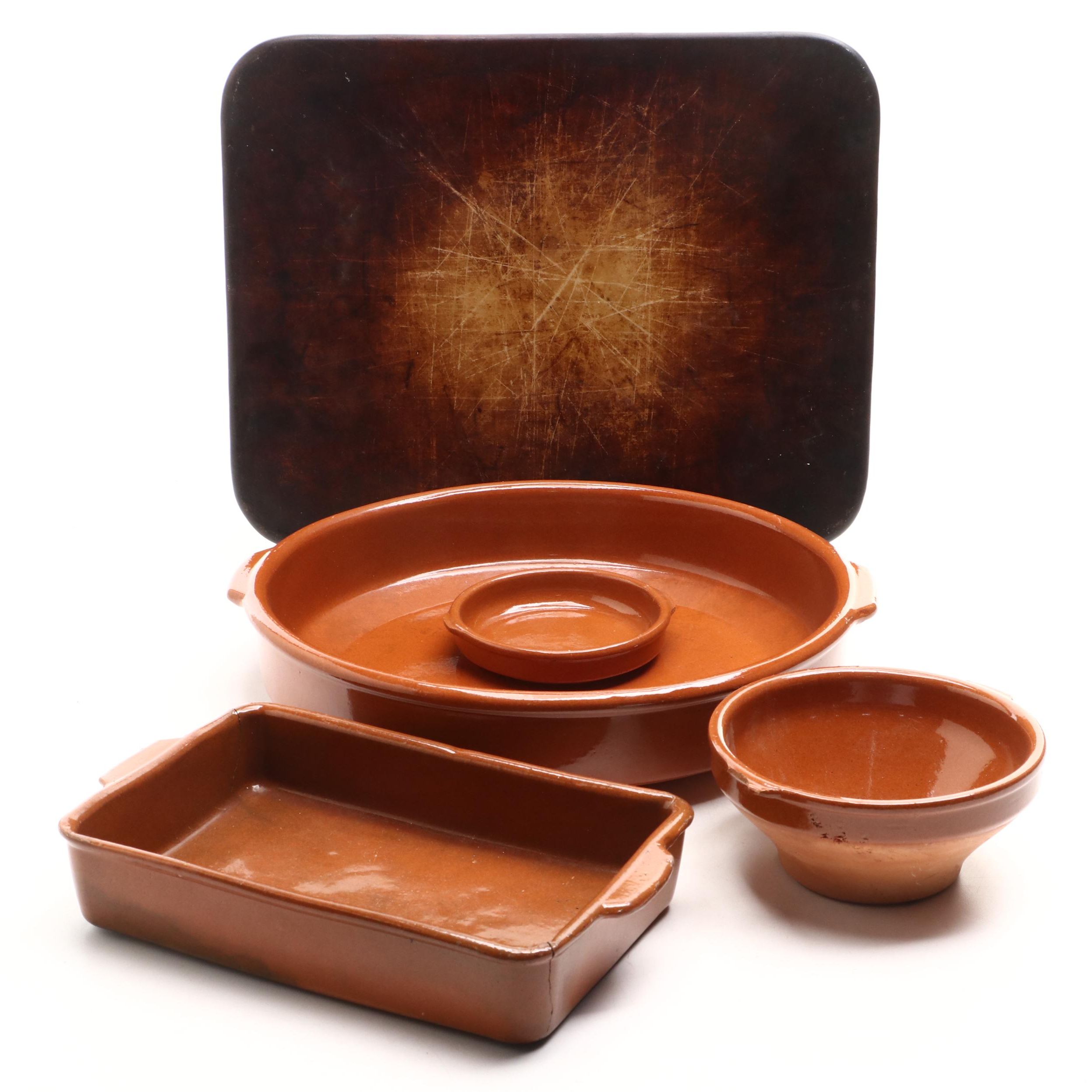 The Pampered Chef Ceramic Trivet with Glazed Terracotta Casserole Dish and More