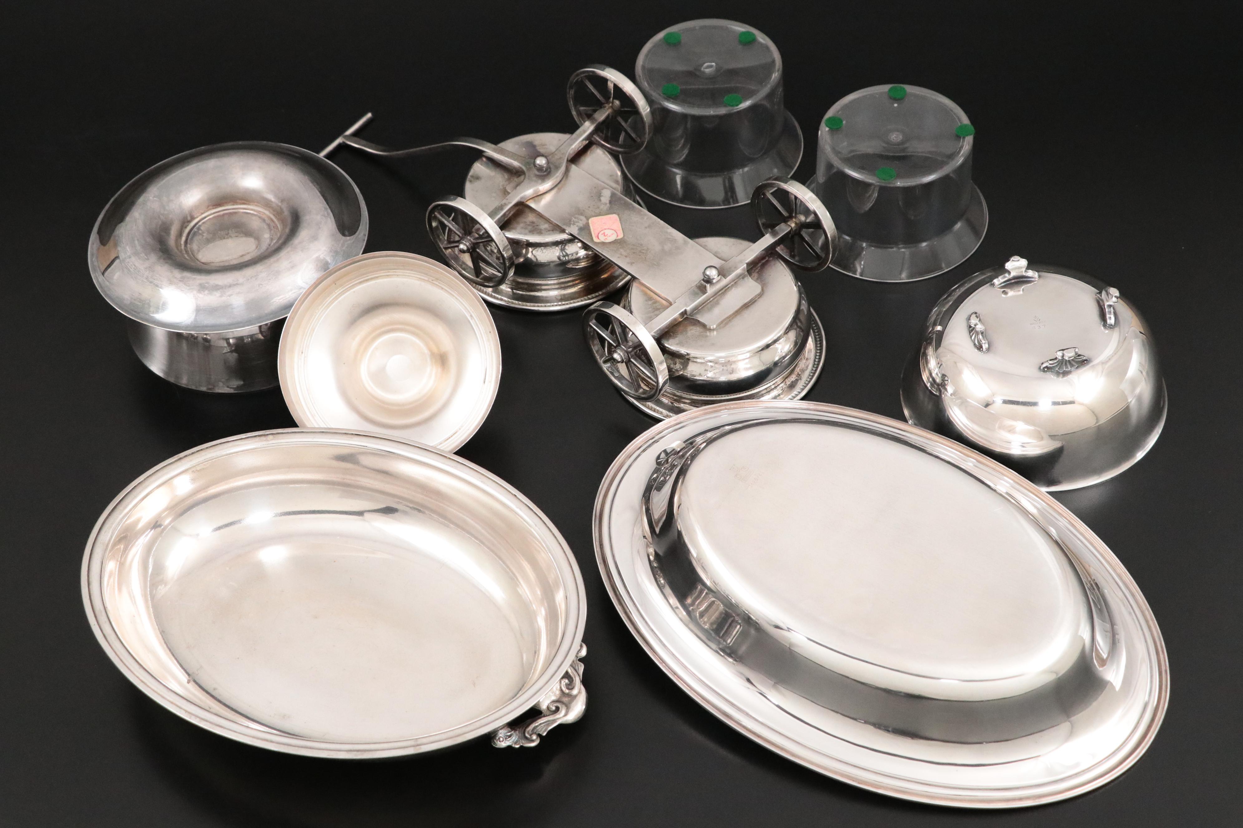 Sheffield Silver Company Tray with Other Tableware, Mid to Late 20th Century