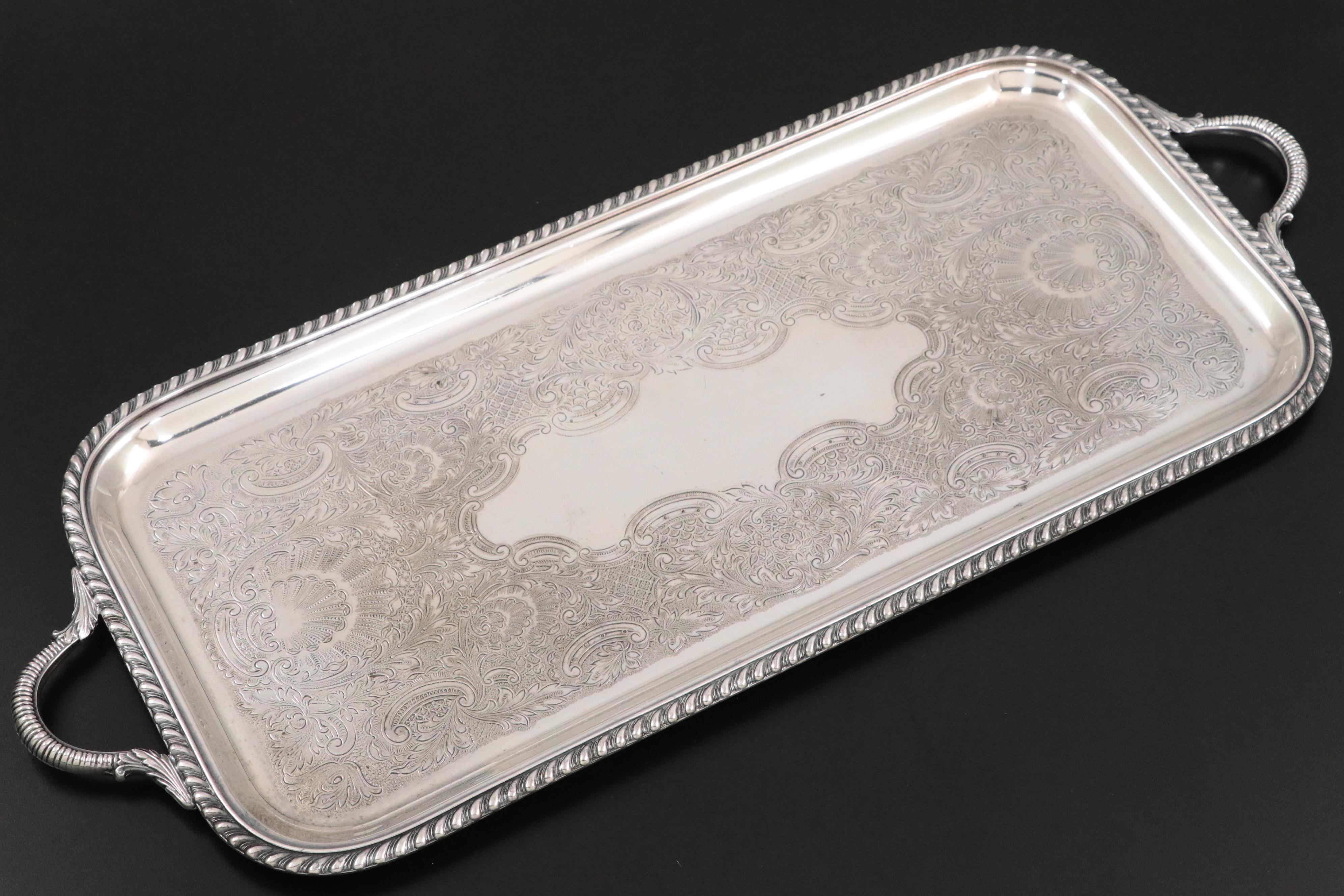 Sheffield Silver Company Tray with Other Tableware, Mid to Late 20th Century