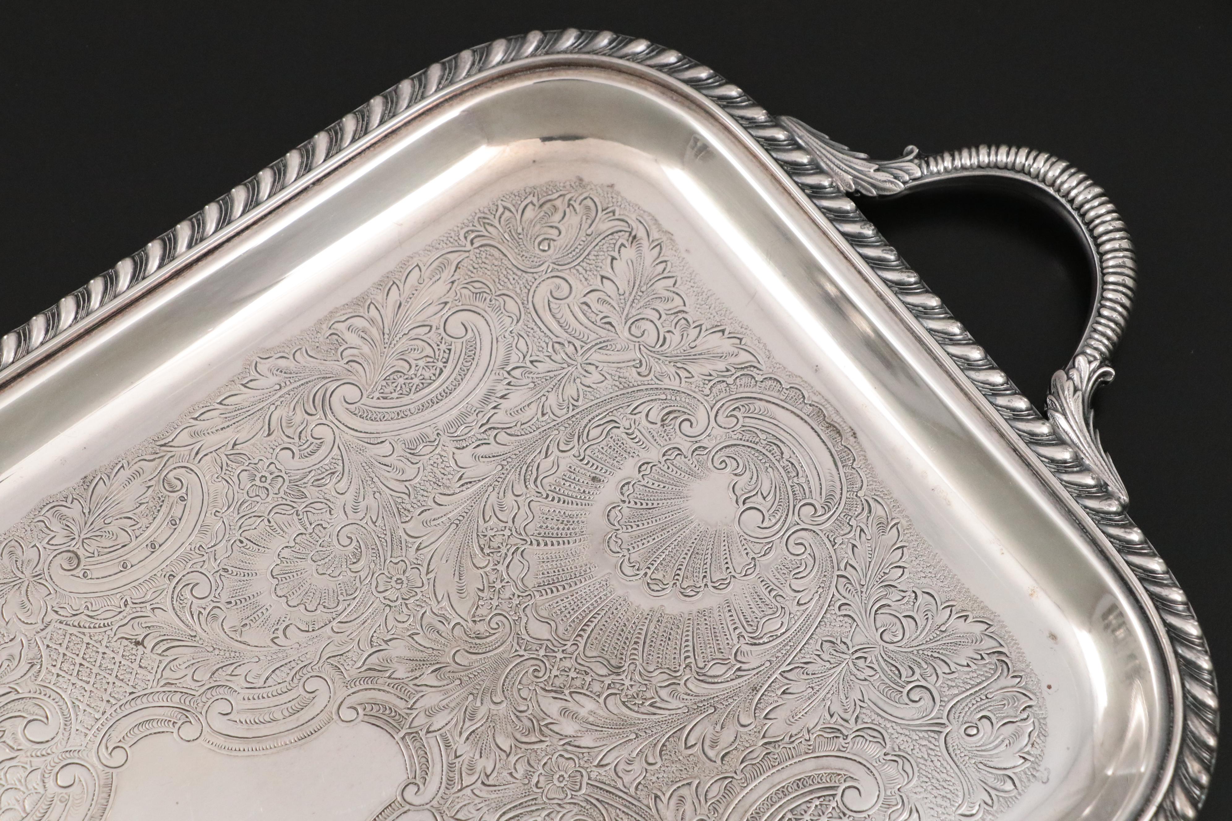 Sheffield Silver Company Tray with Other Tableware, Mid to Late 20th Century