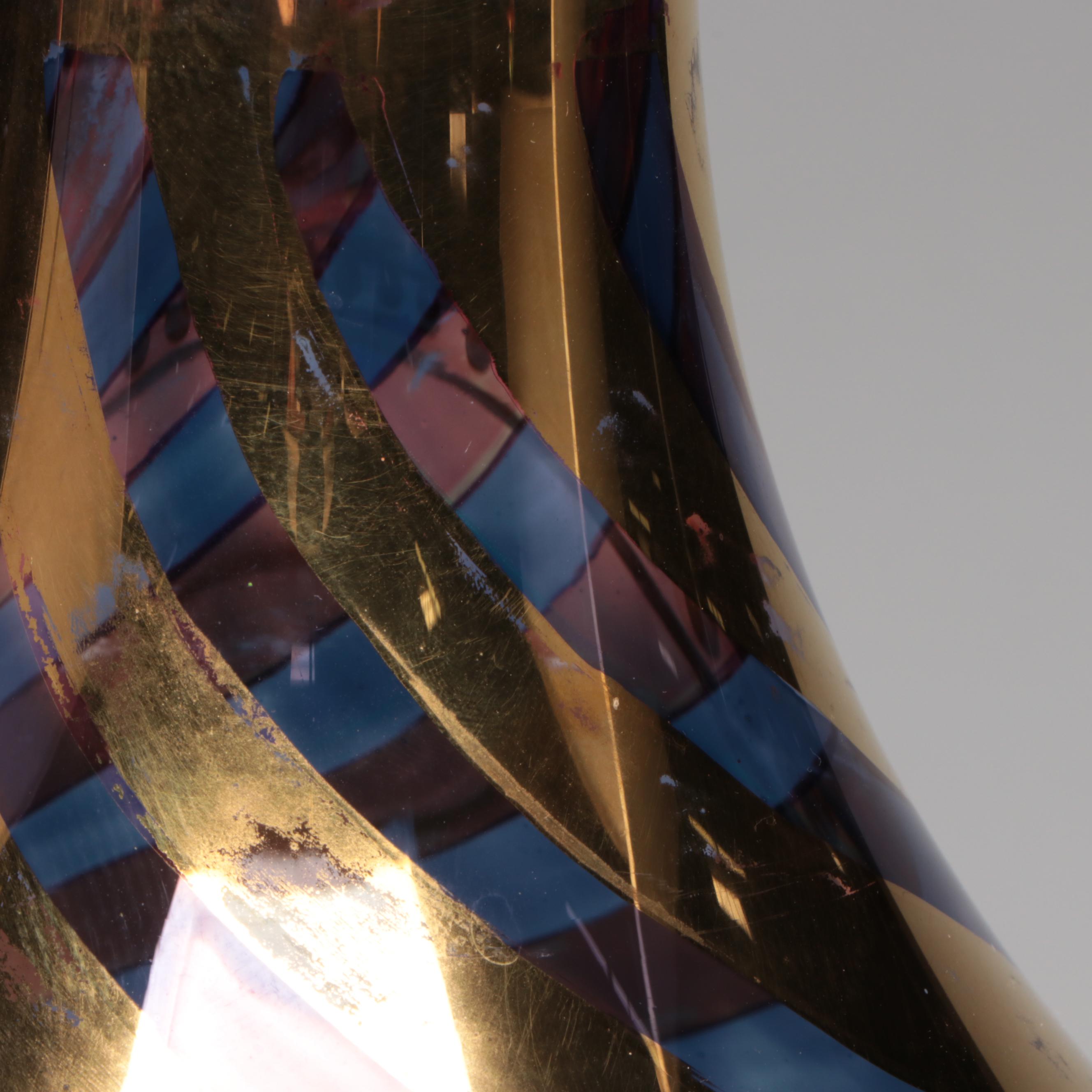 MacKenzie-Childs Hand-Painted Art Glass Vase, Pitcher, and Lidded Containers