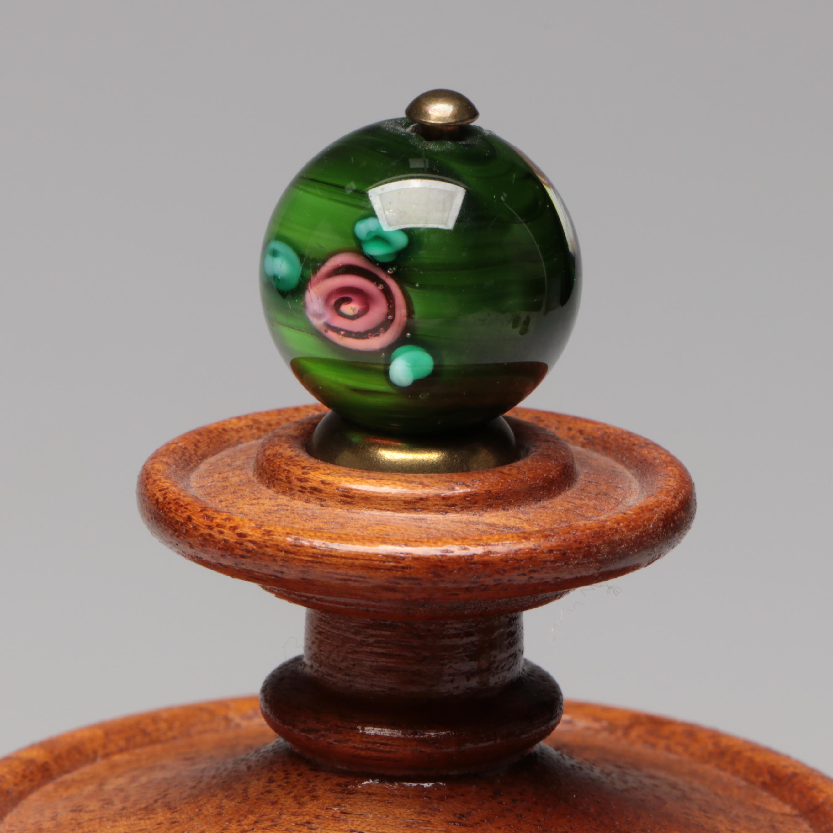 MacKenzie-Childs Hand-Painted Art Glass Vase, Pitcher, and Lidded Containers