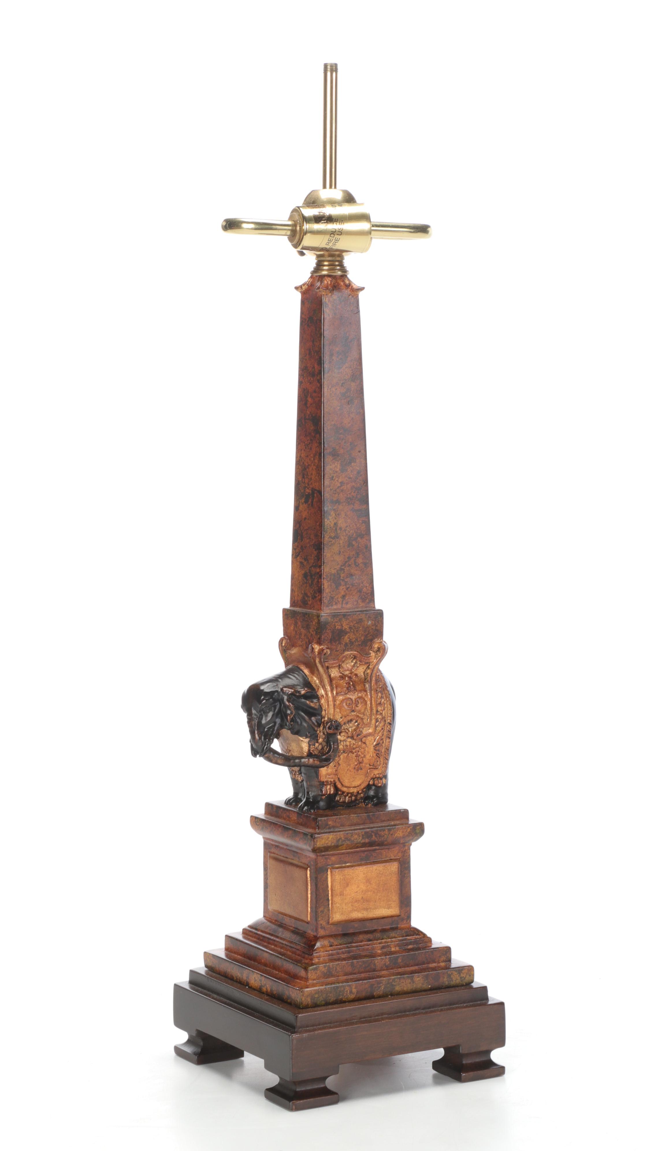 Frederick Cooper Elephant Table Lamp with Glazed Ceramic Vase