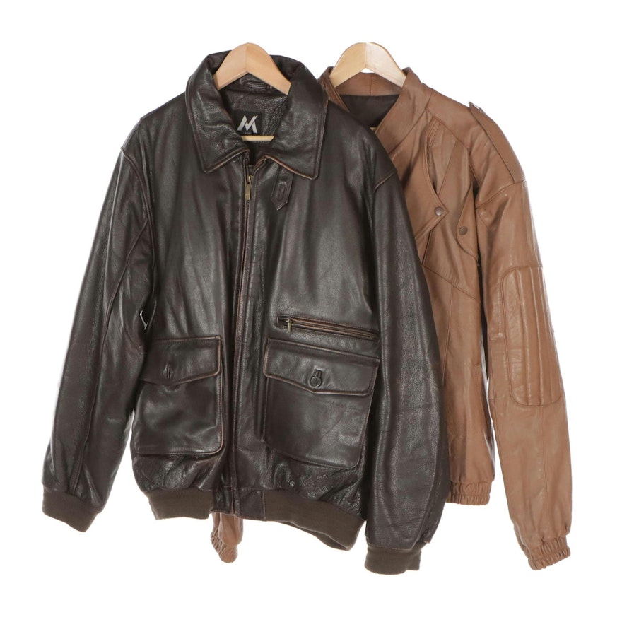 Men's M by G-III Leather Bomber Jacket and Gonzalez Leather Moto Jacket