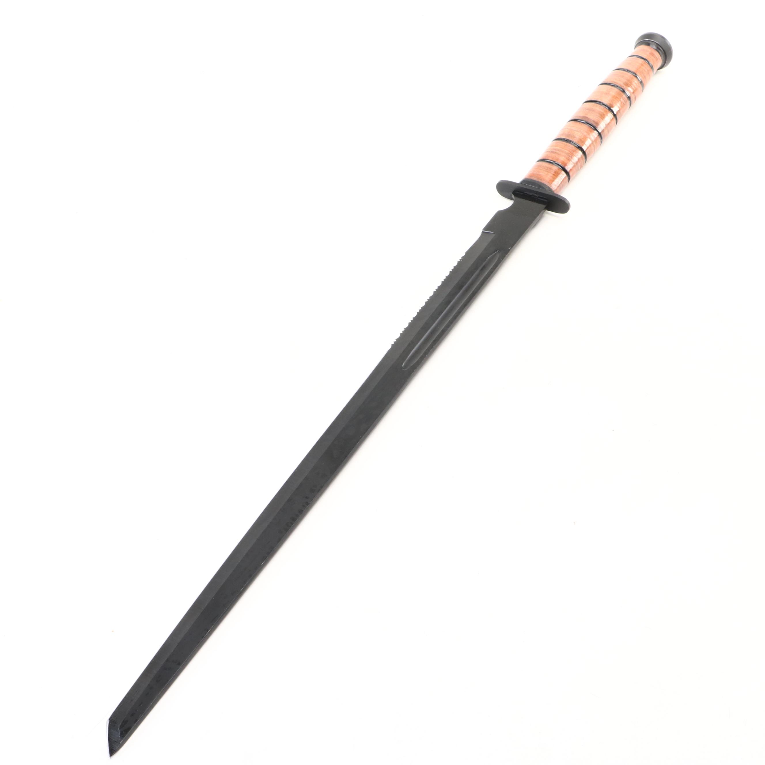 Snake Eye Stacked Leather Handled Combat Marine Fighter Sword with Scabbard