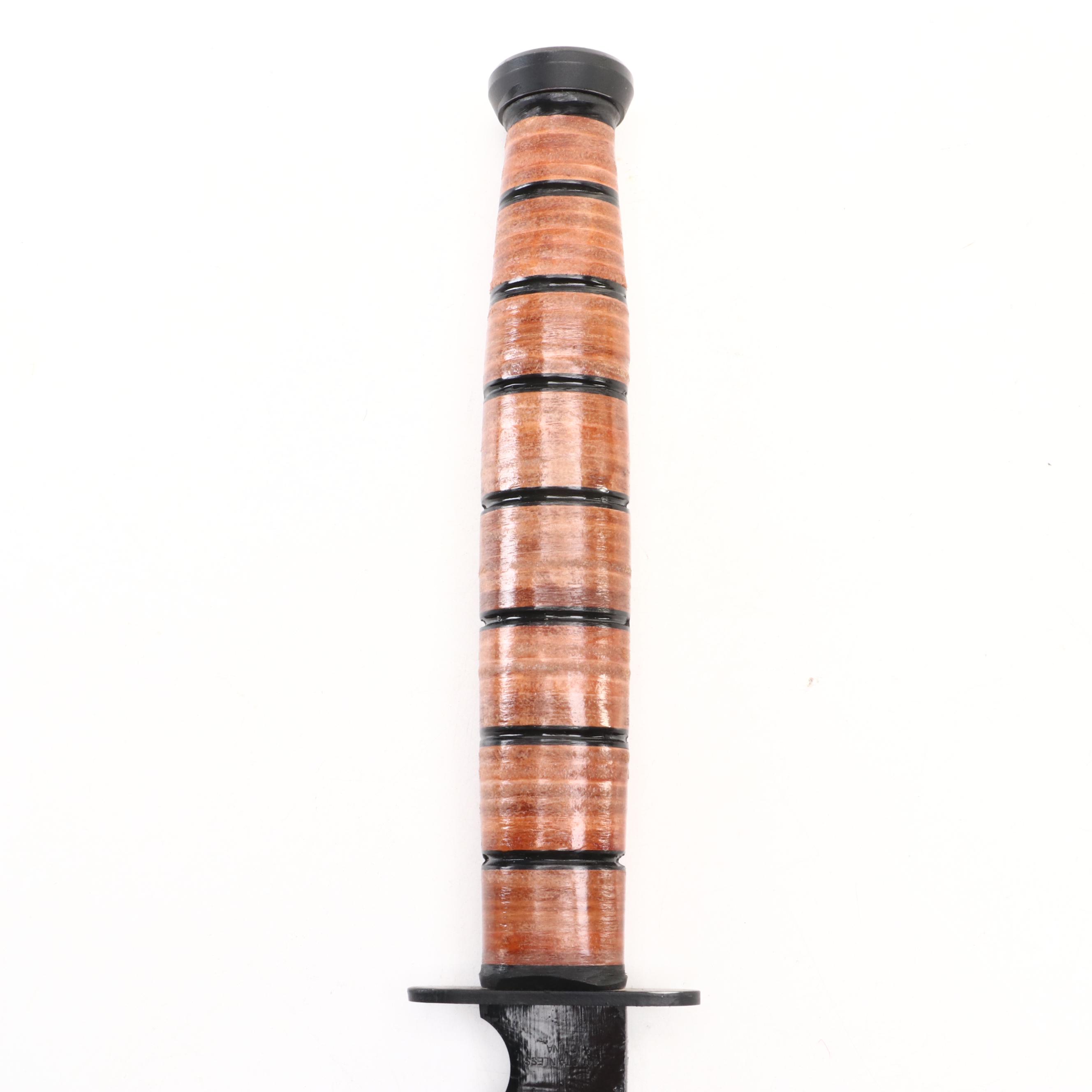 Snake Eye Stacked Leather Handled Combat Marine Fighter Sword with Scabbard