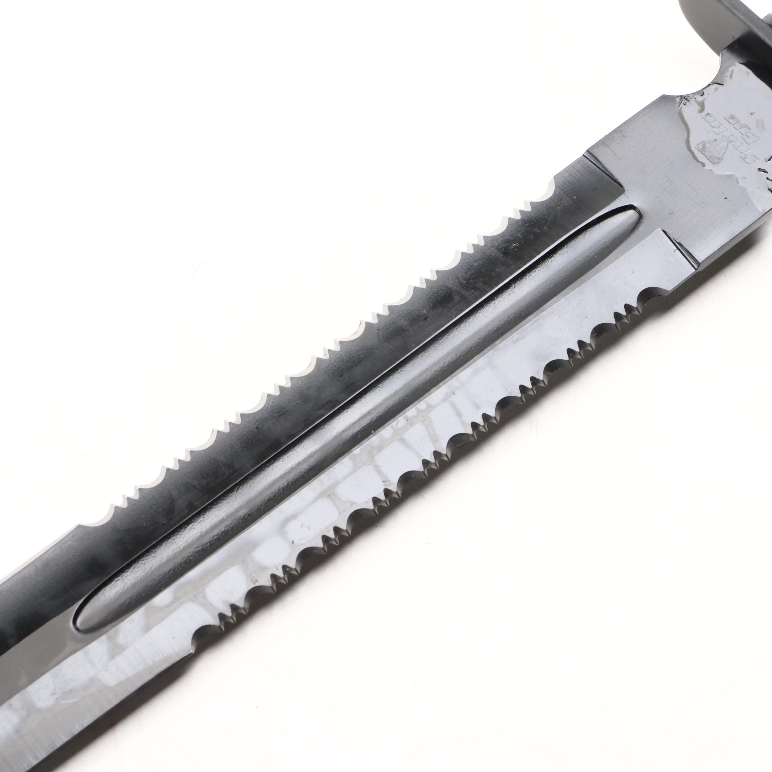 Snake Eye Stacked Leather Handled Combat Marine Fighter Sword with Scabbard