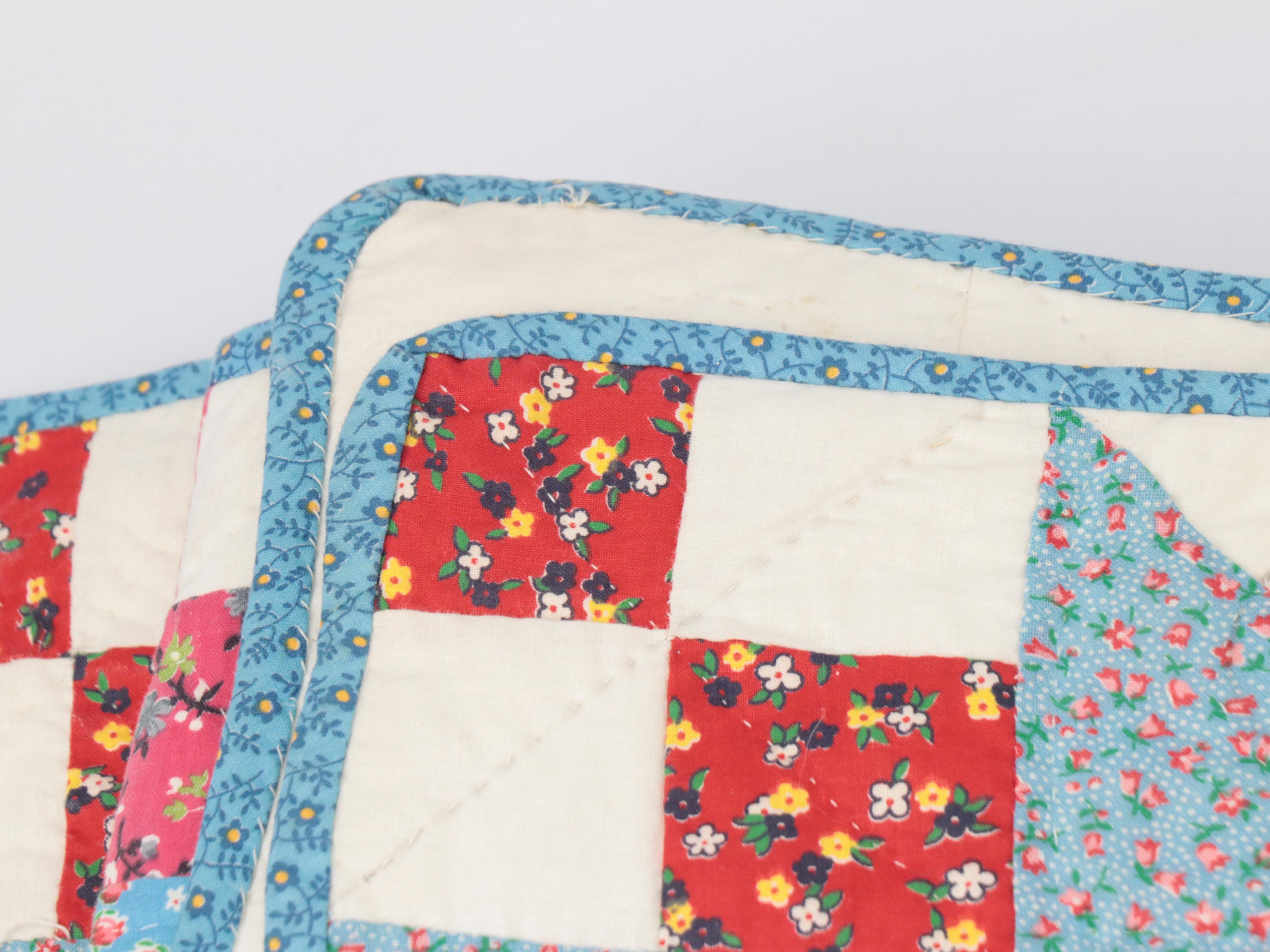 Handmade "Jacob's Ladder" and "Goose Tracks" Pieced Quilts, 20th Century