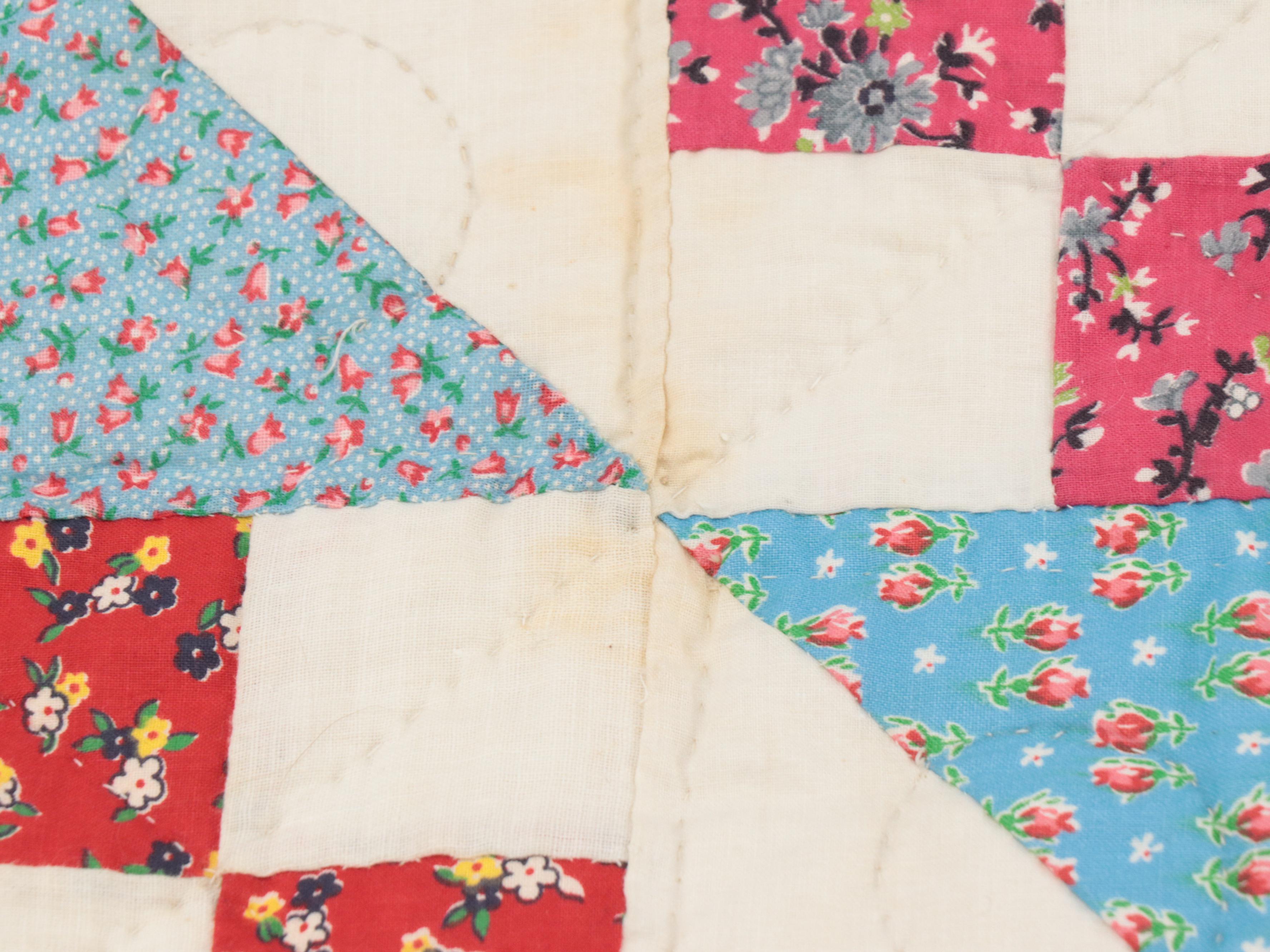 Handmade "Jacob's Ladder" and "Goose Tracks" Pieced Quilts, 20th Century