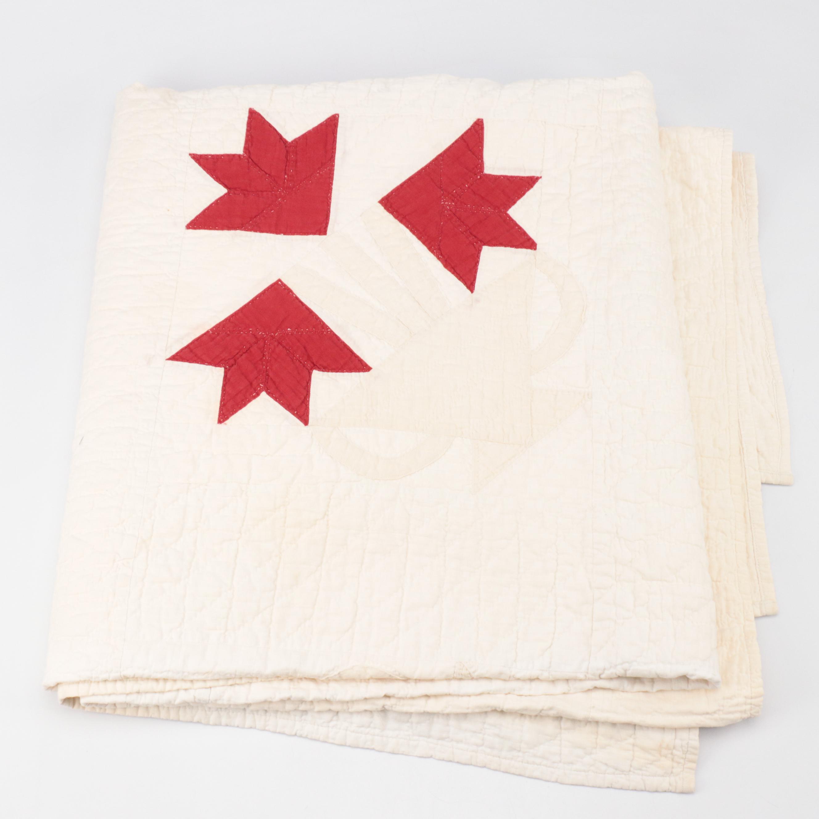 Handmade "Jacob's Ladder" and "Goose Tracks" Pieced Quilts, 20th Century