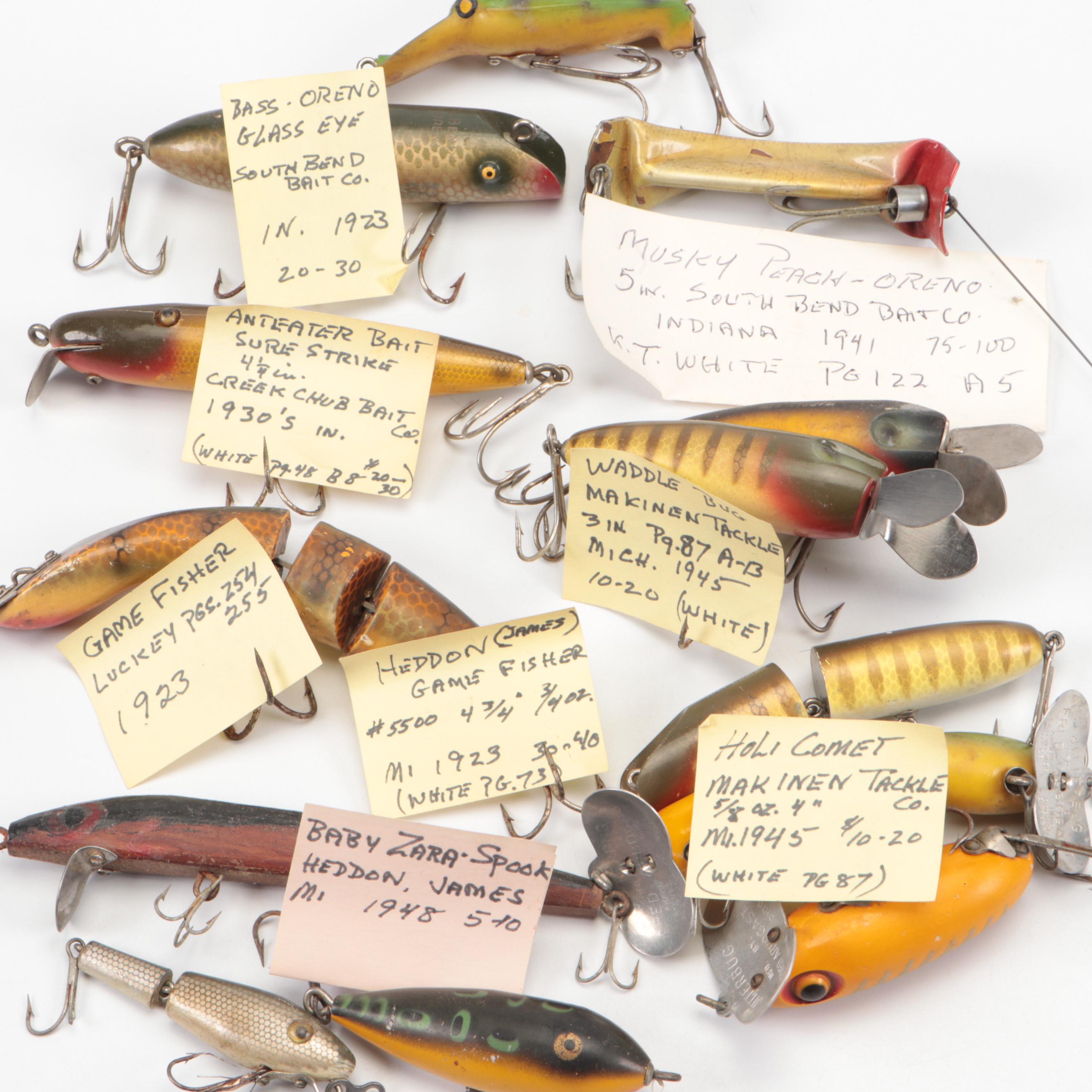 Vintage Fishing Lure Collection, Early to Mid 20th Century