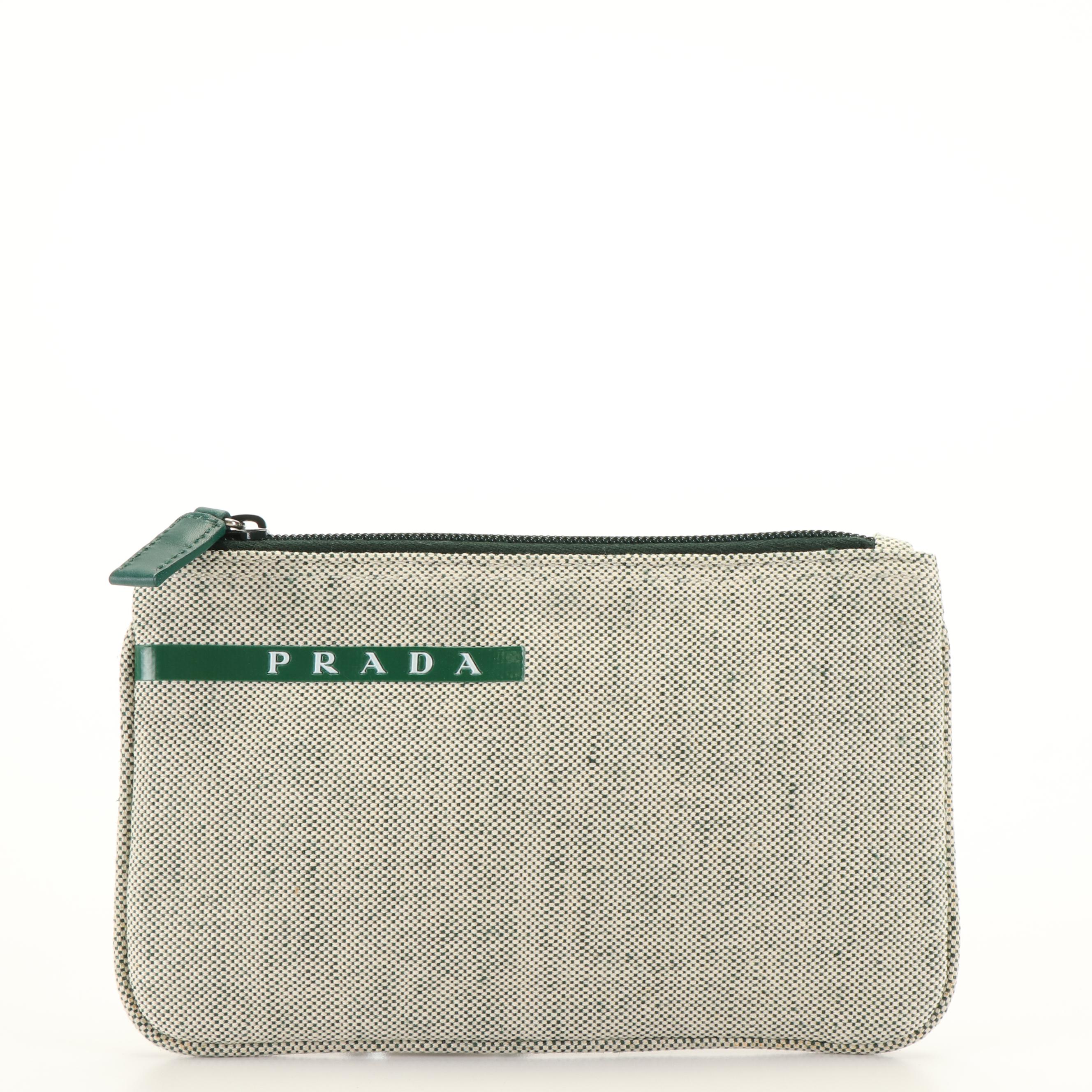 Prada Grey Canvas Accessories Zippered Pouch Bag