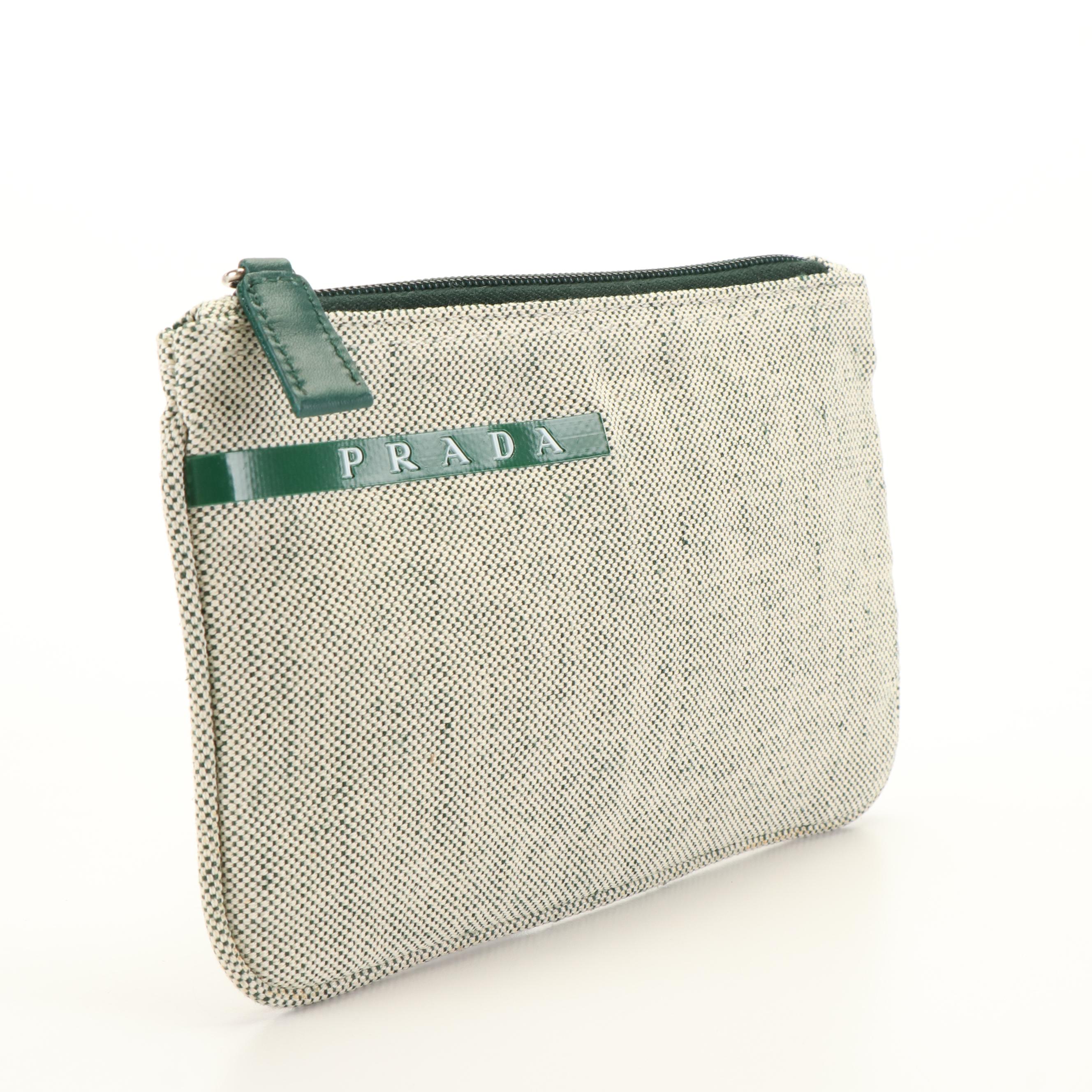 Prada Grey Canvas Accessories Zippered Pouch Bag