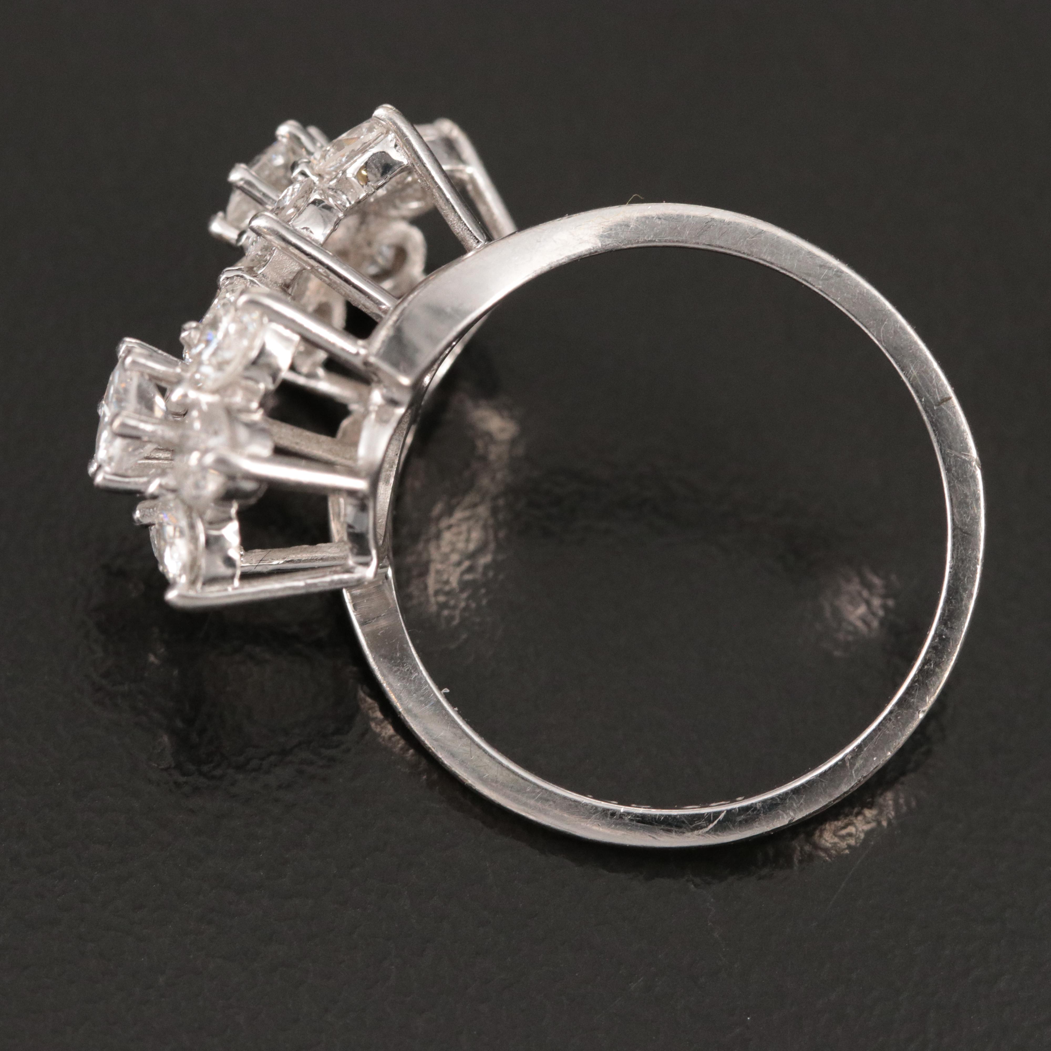 14K 2.00 CTW Diamond Cluster Bypass Ring