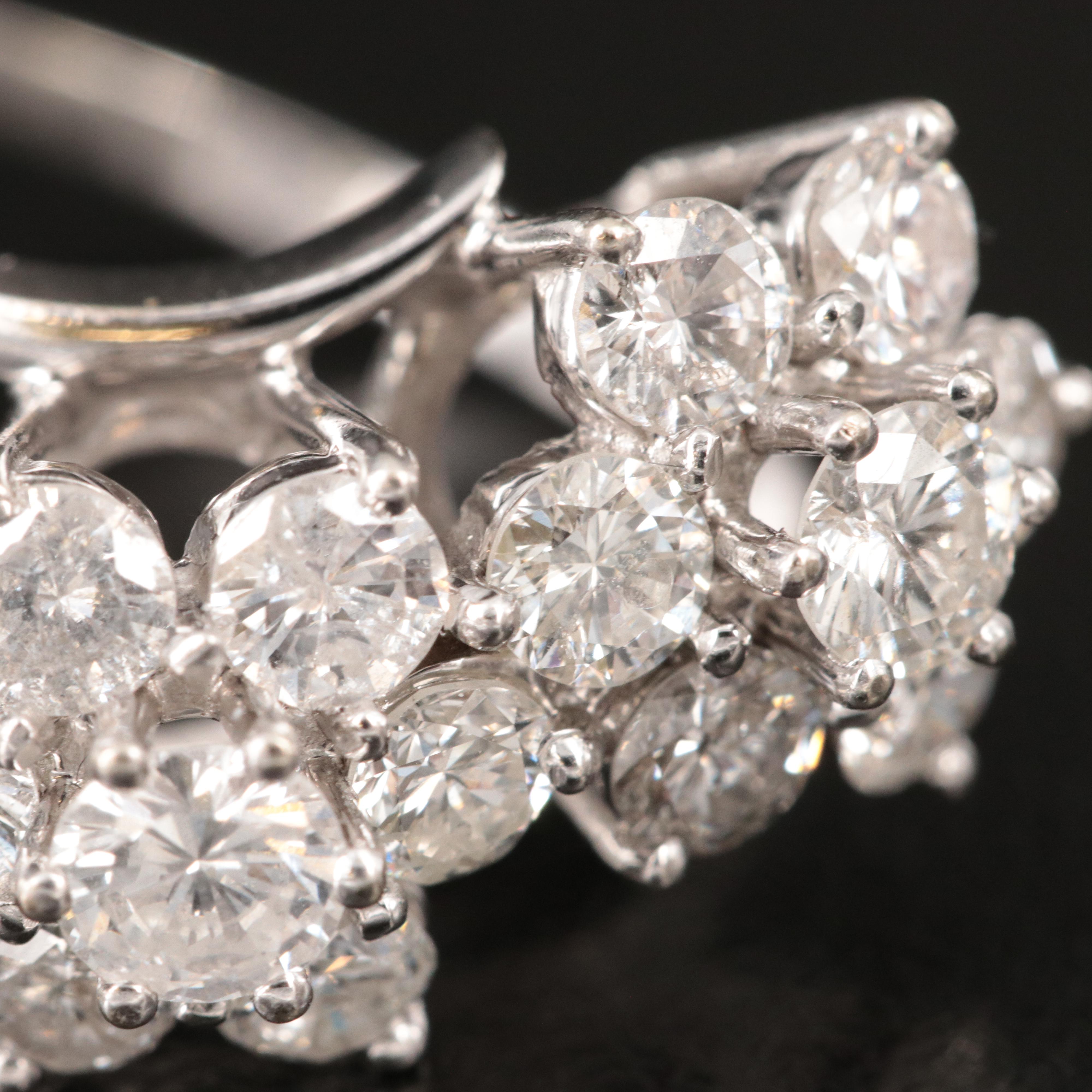 14K 2.00 CTW Diamond Cluster Bypass Ring