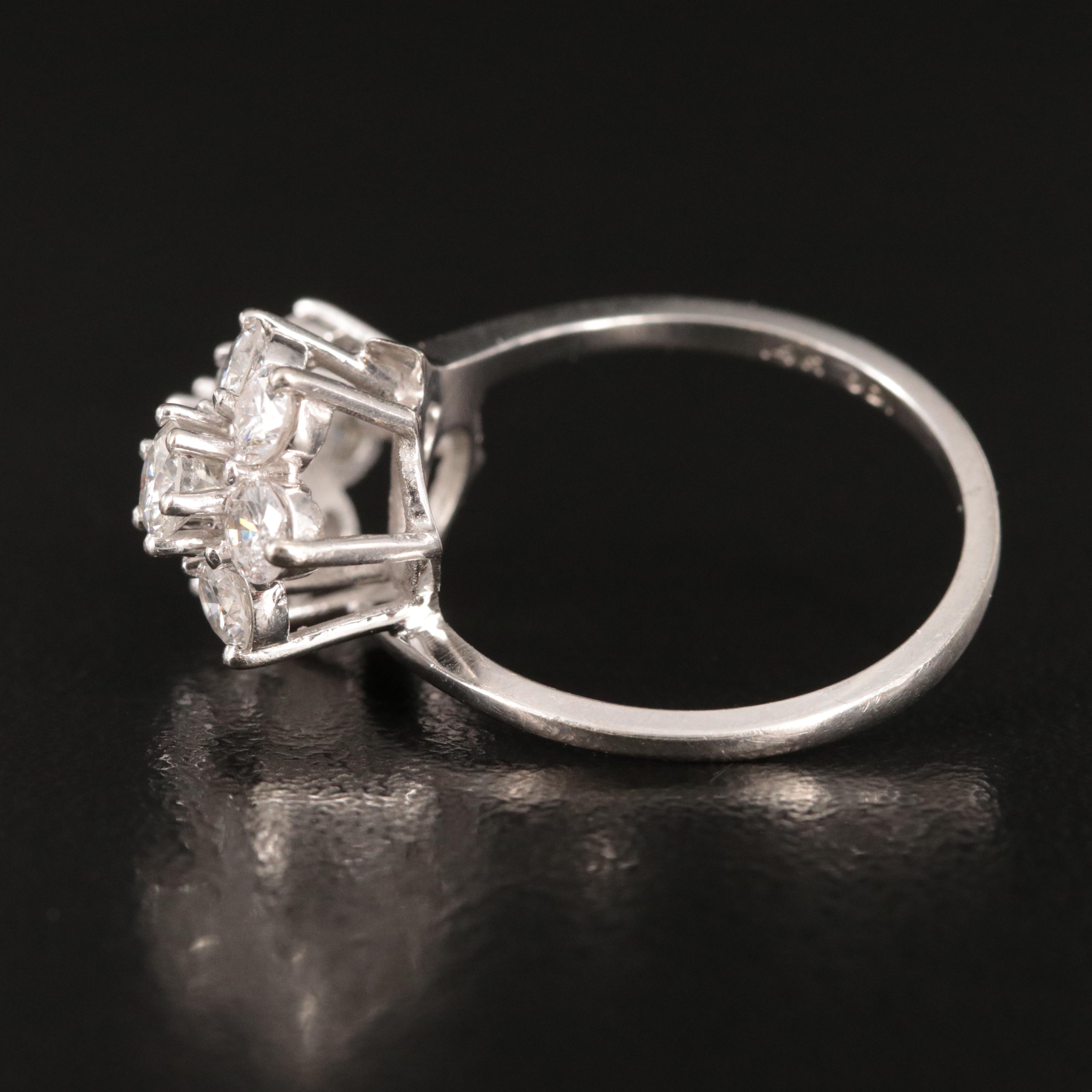 14K 2.00 CTW Diamond Cluster Bypass Ring