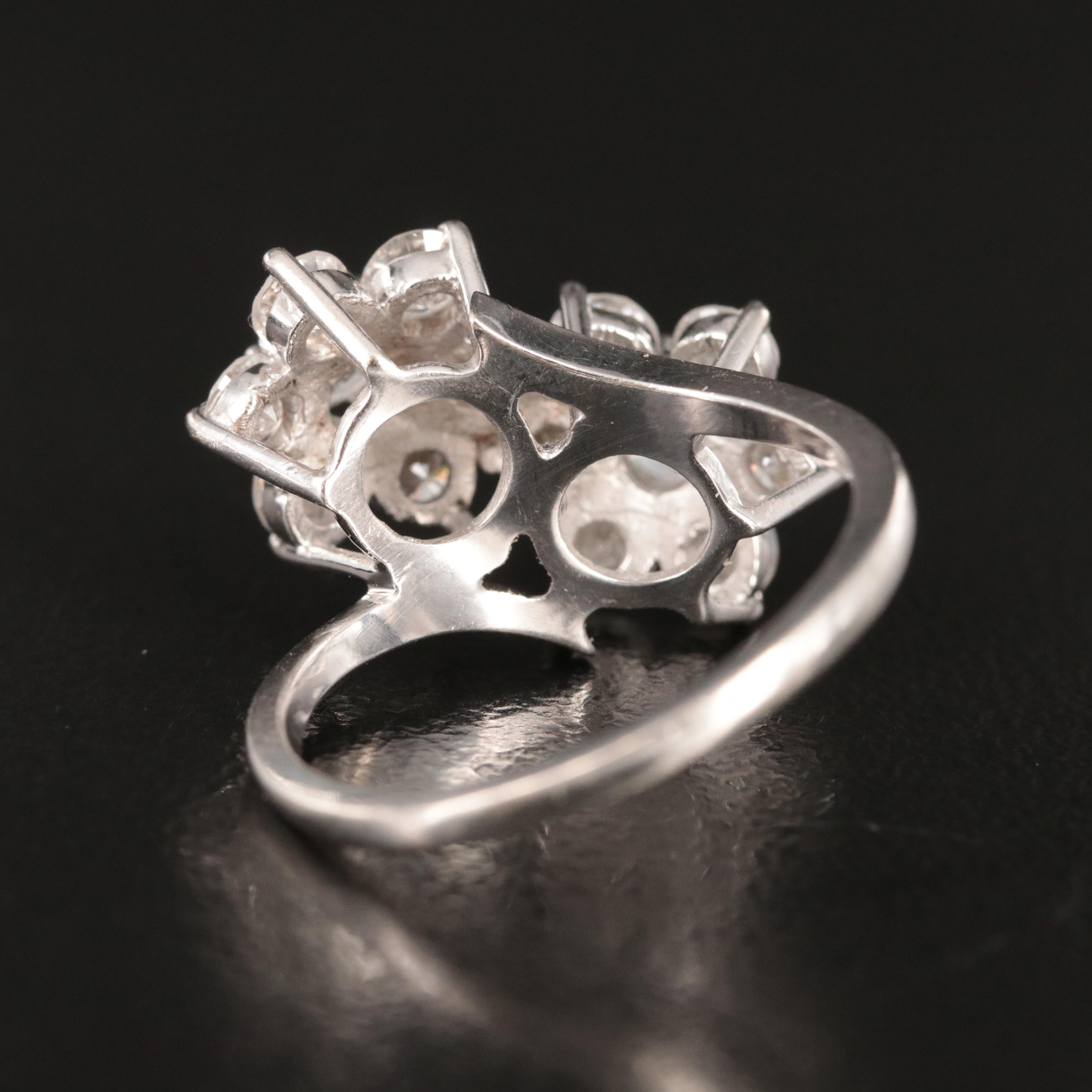 14K 2.00 CTW Diamond Cluster Bypass Ring