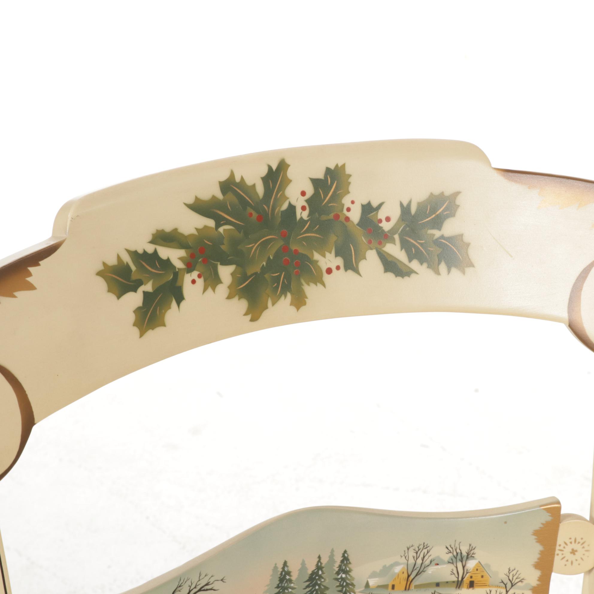 L. Hitchcock Paint-Decorated Christmas-Themed Side Chair, 1978