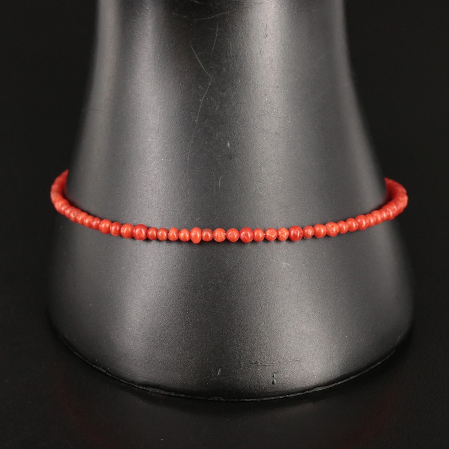 Coral Bracelet with Sterling Clasp