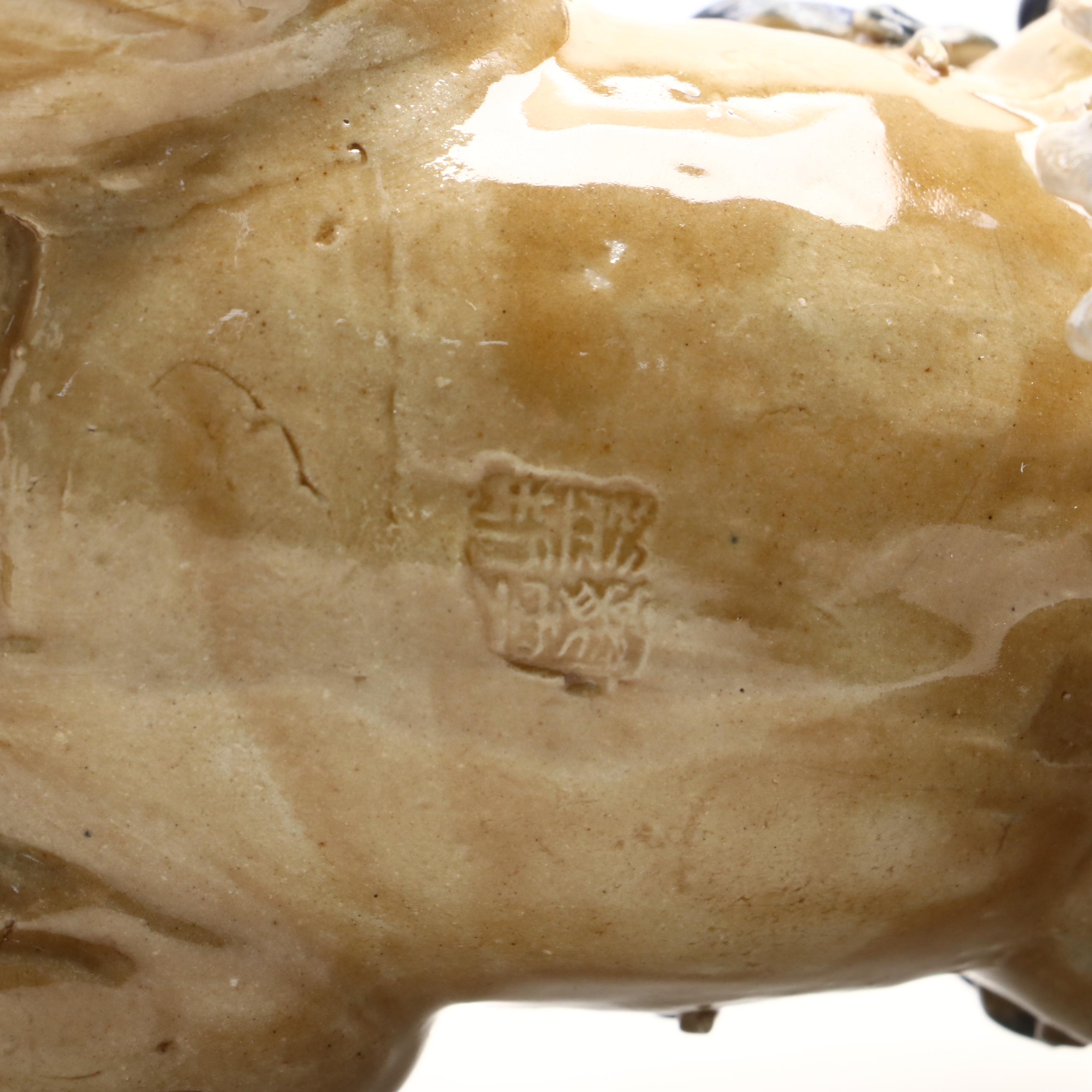 Pair of Chinese Polychrome Ceramic 'Shishi' Guardian Lions