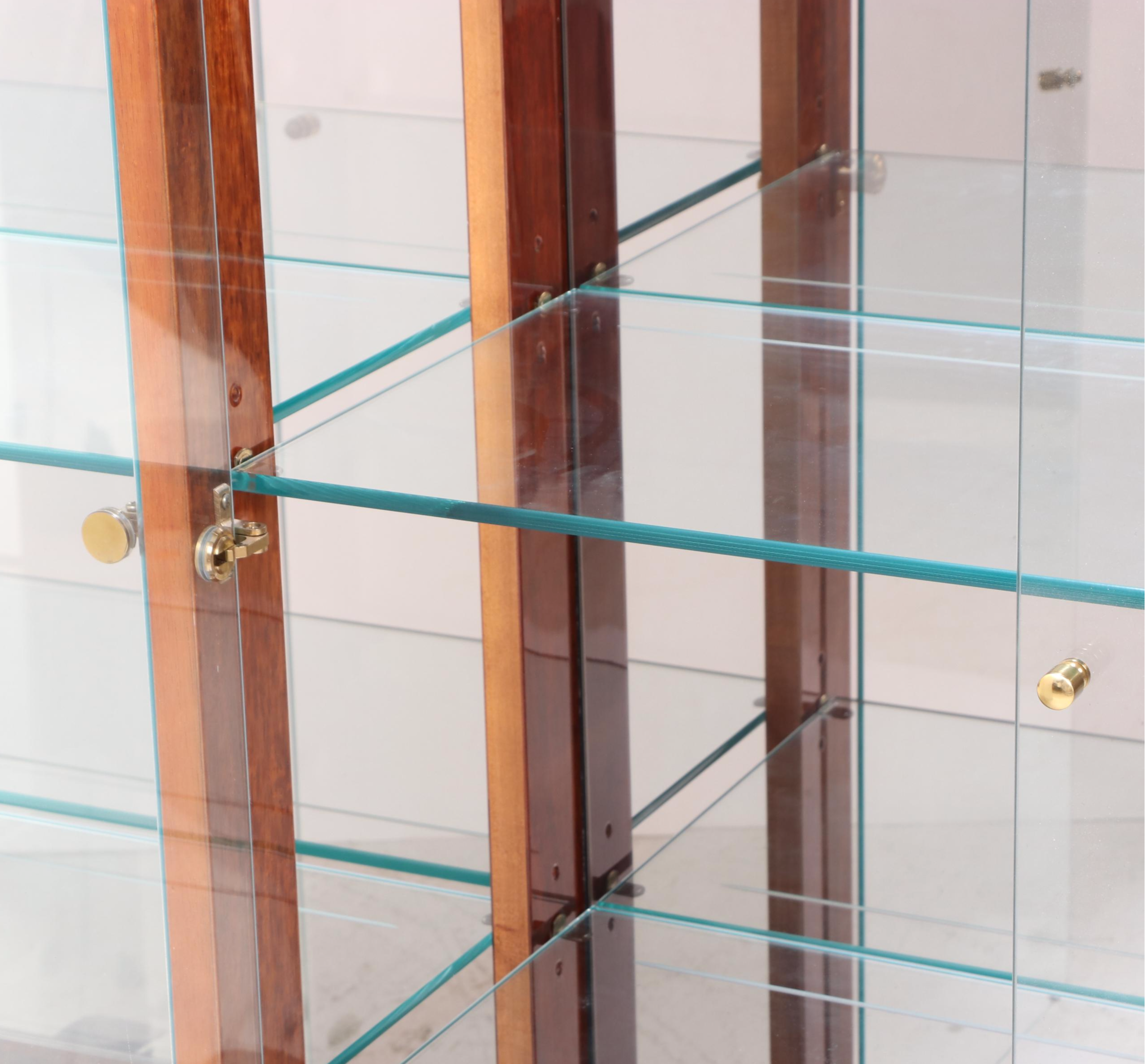 Henredon Elan Collection Koa Wood and Black Lacquered Credenza and Glass Cabinet