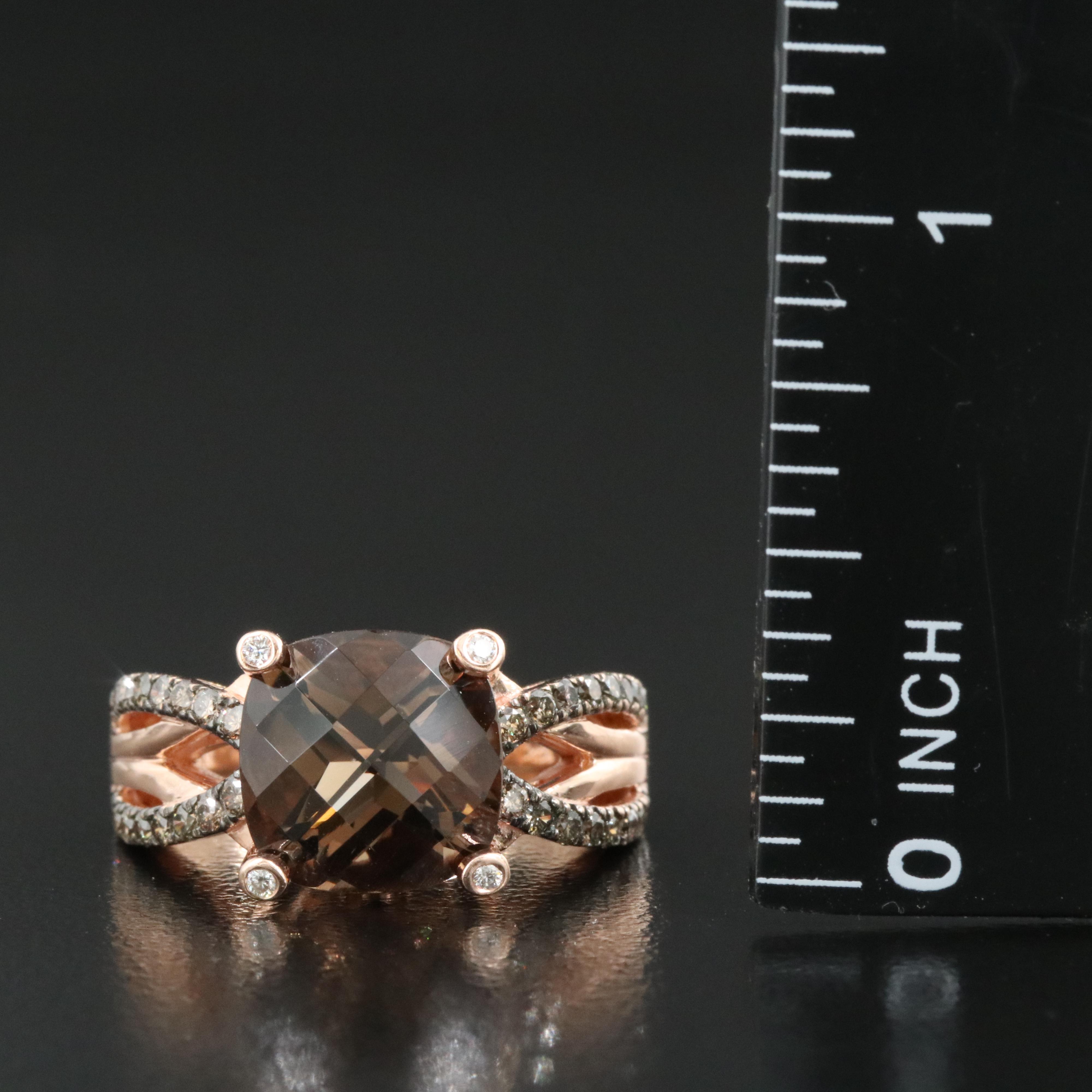 Le Vian 14K Rose Gold Smoky Quartz and Diamond Ring with Fancy Color Diamonds