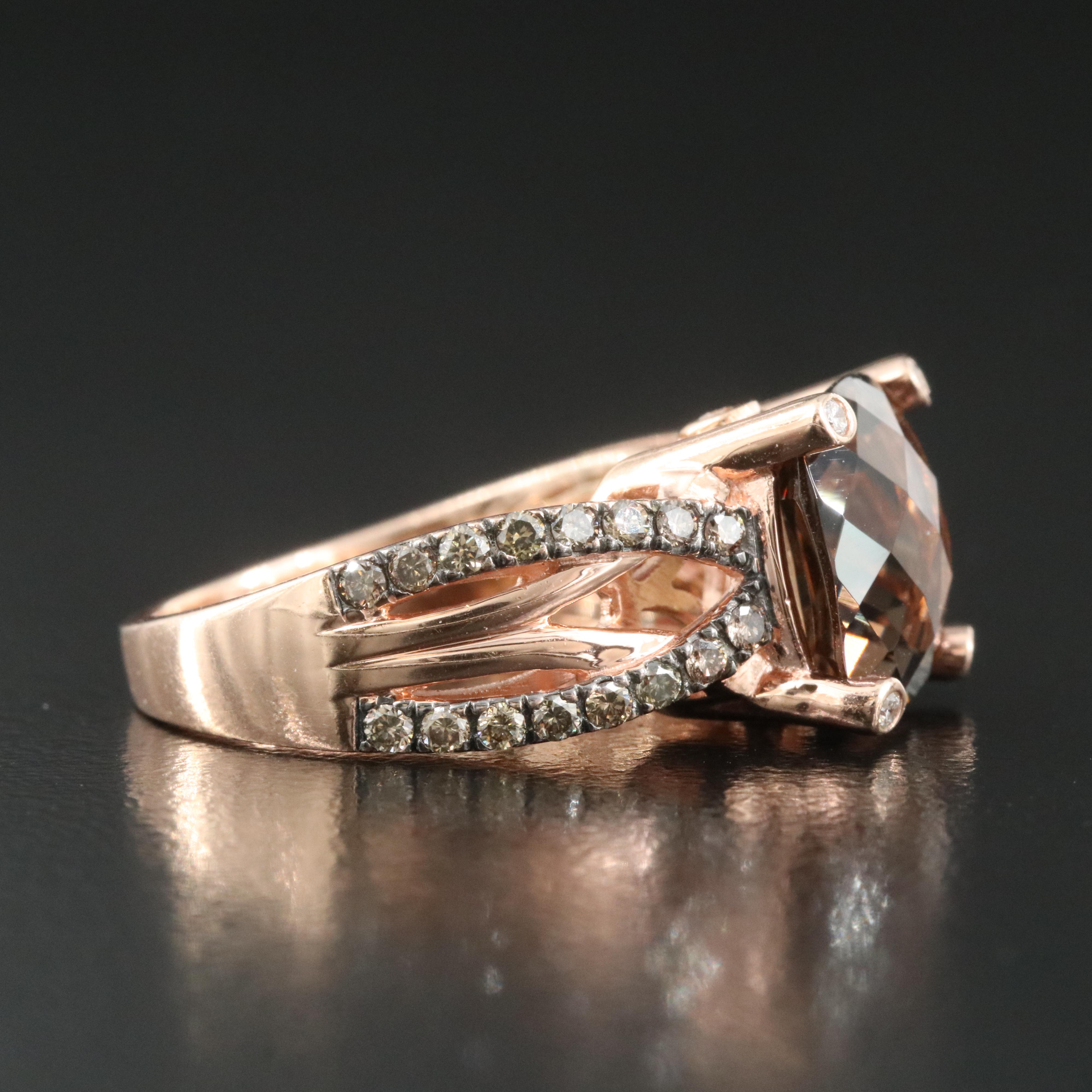 Le Vian 14K Rose Gold Smoky Quartz and Diamond Ring with Fancy Color Diamonds