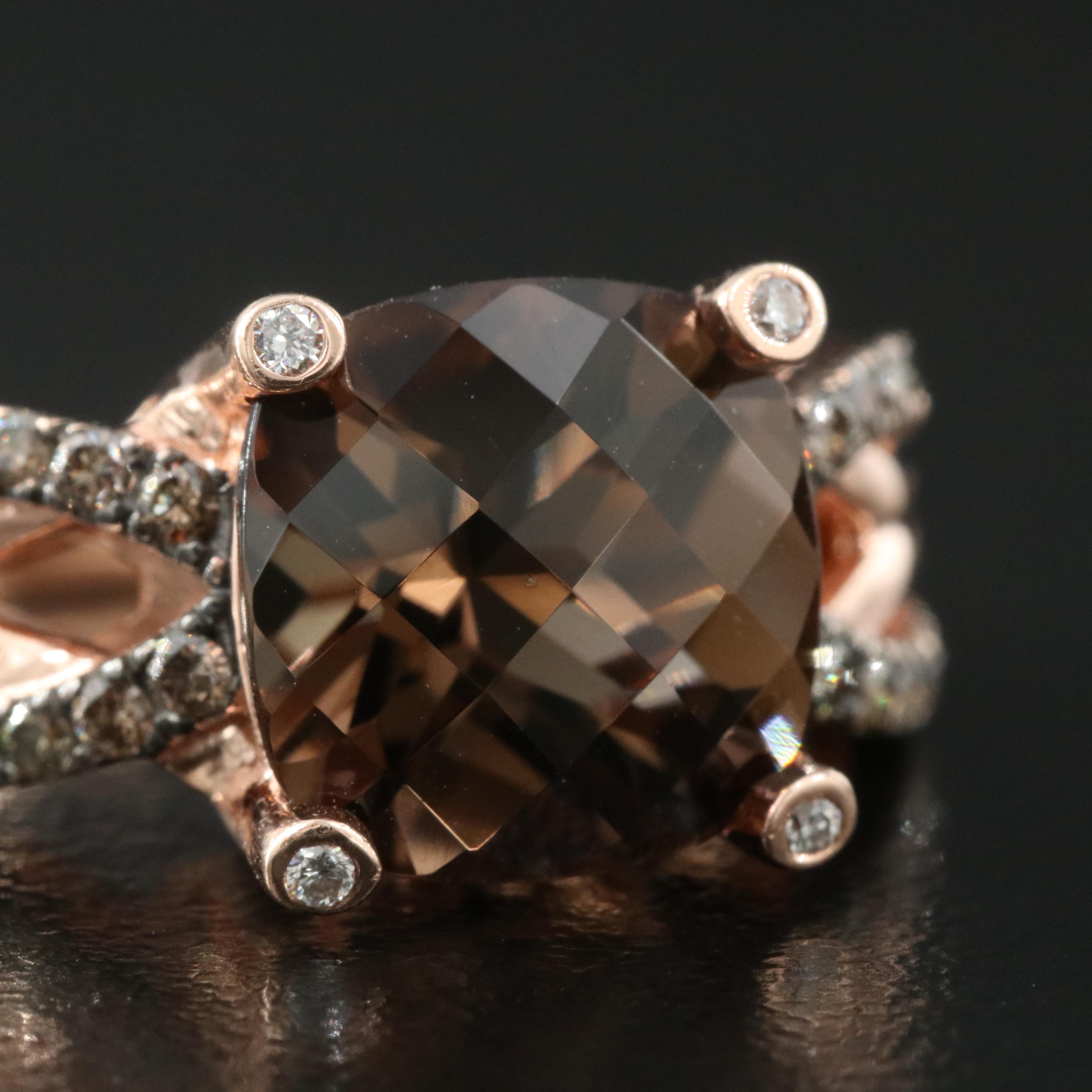 Le Vian 14K Rose Gold Smoky Quartz and Diamond Ring with Fancy Color Diamonds
