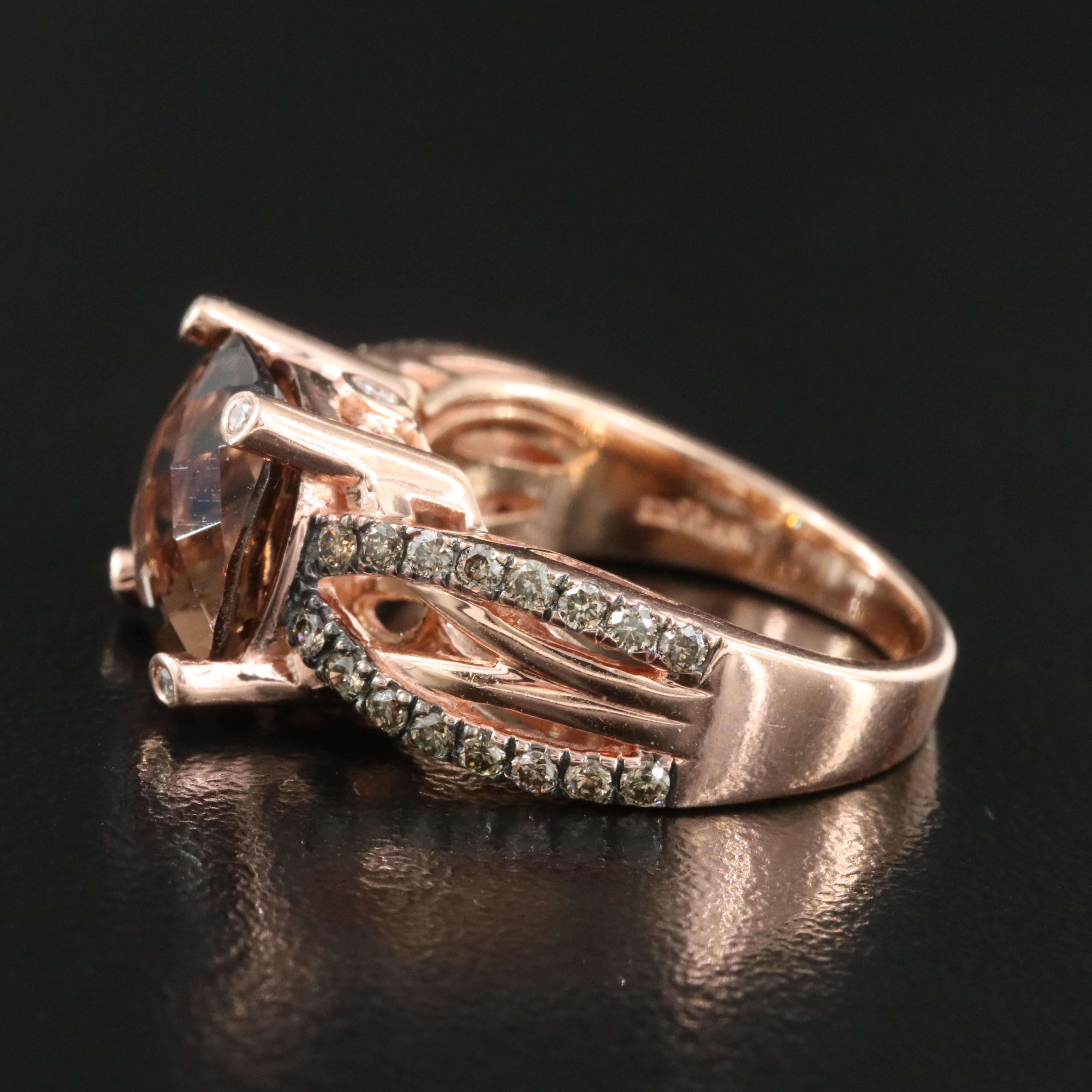 Le Vian 14K Rose Gold Smoky Quartz and Diamond Ring with Fancy Color Diamonds