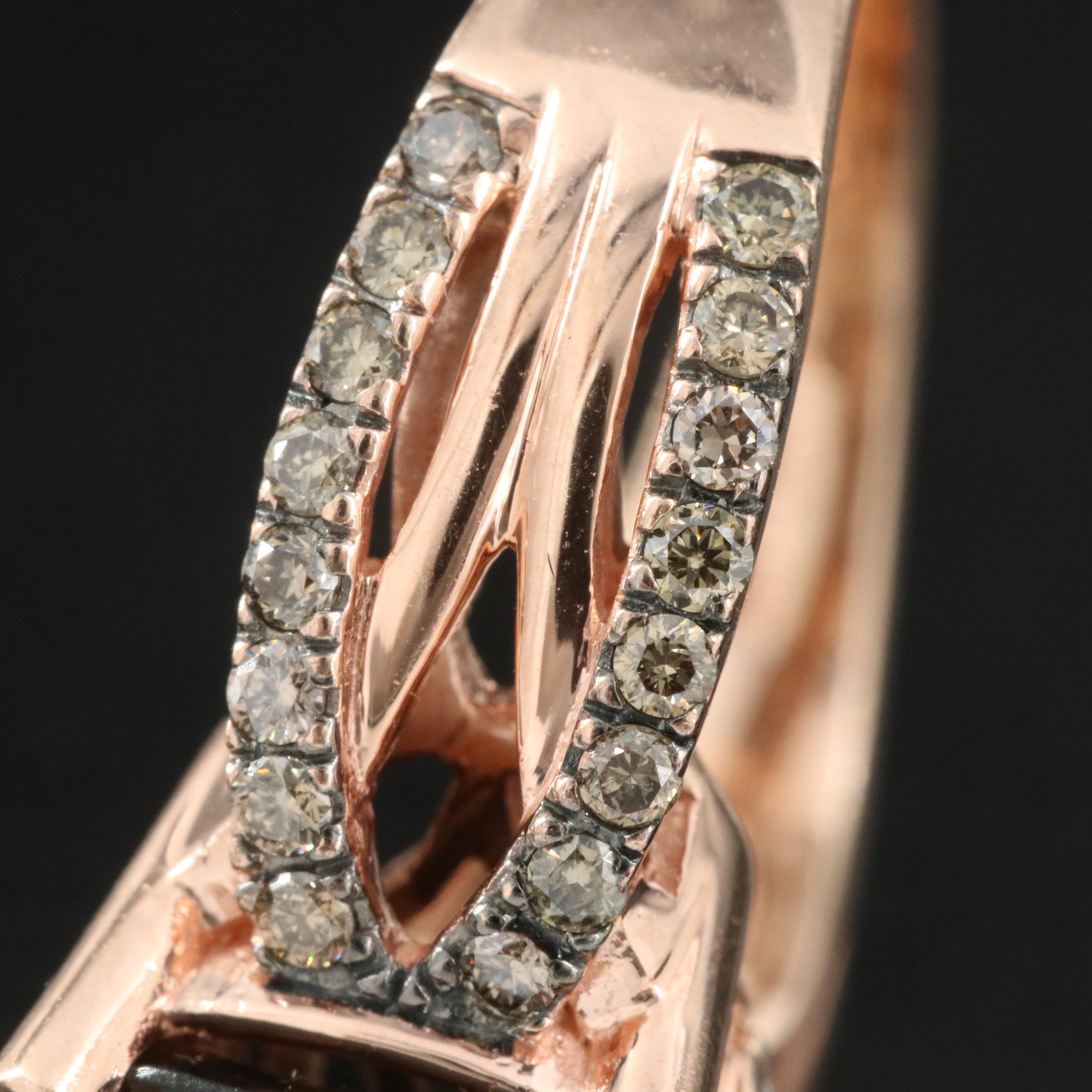 Le Vian 14K Rose Gold Smoky Quartz and Diamond Ring with Fancy Color Diamonds