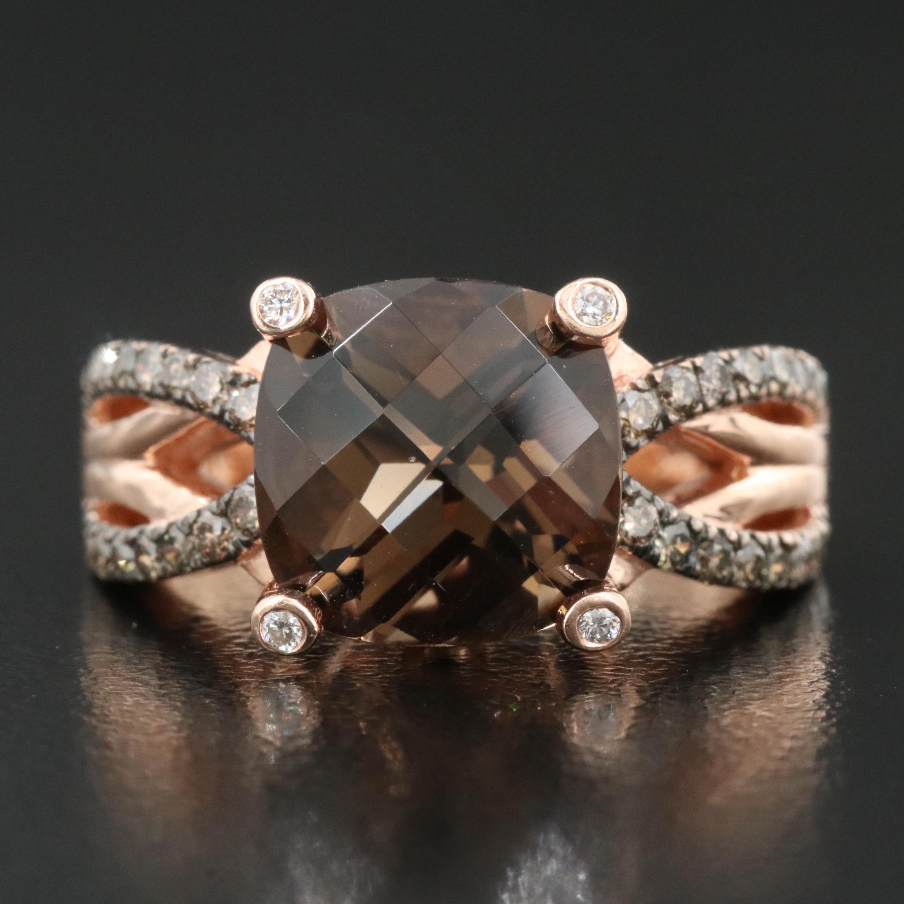 Le Vian 14K Rose Gold Smoky Quartz and Diamond Ring with Fancy Color Diamonds