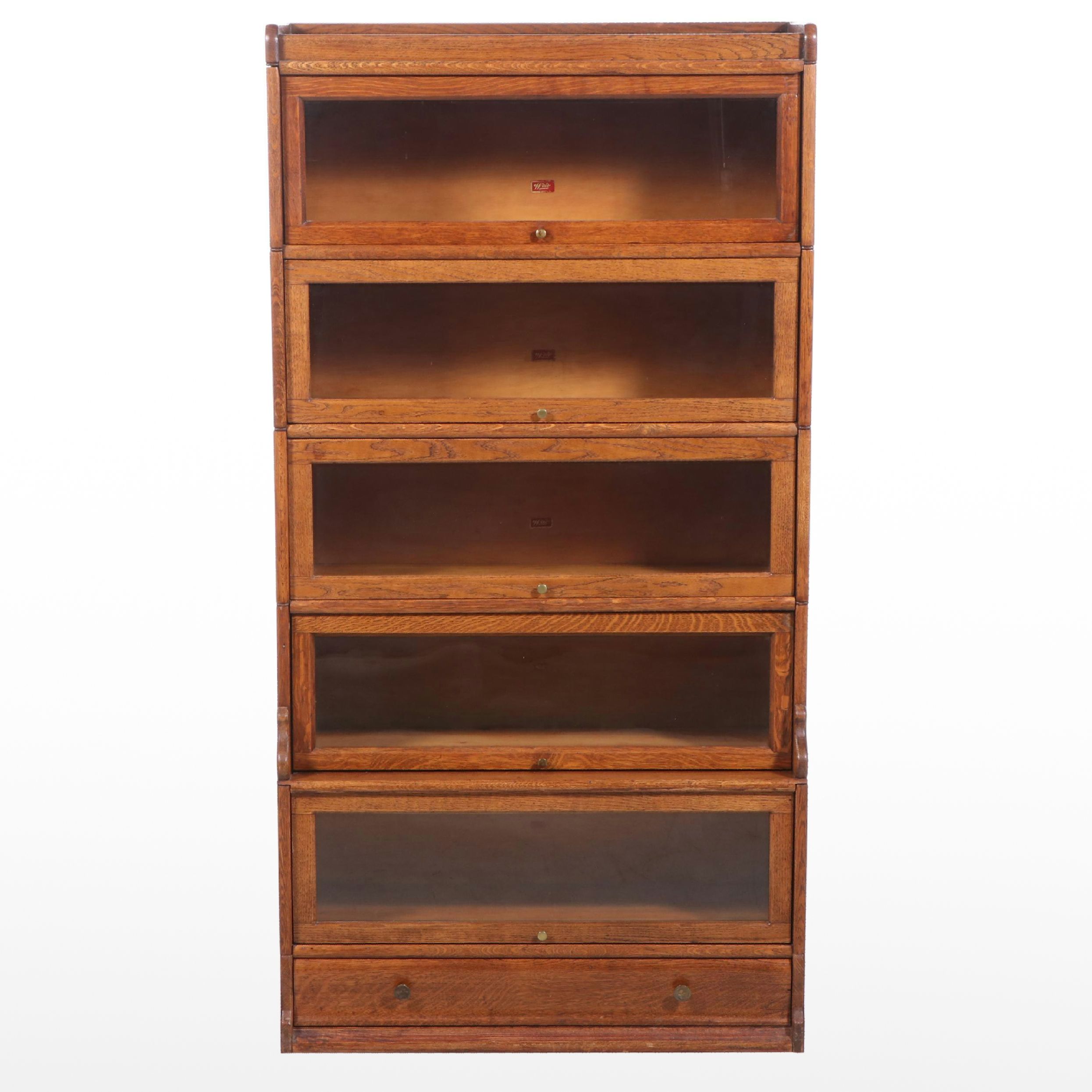 Weis Five-Tiered Oak Barrister's Bookcase with Base, 20th Century