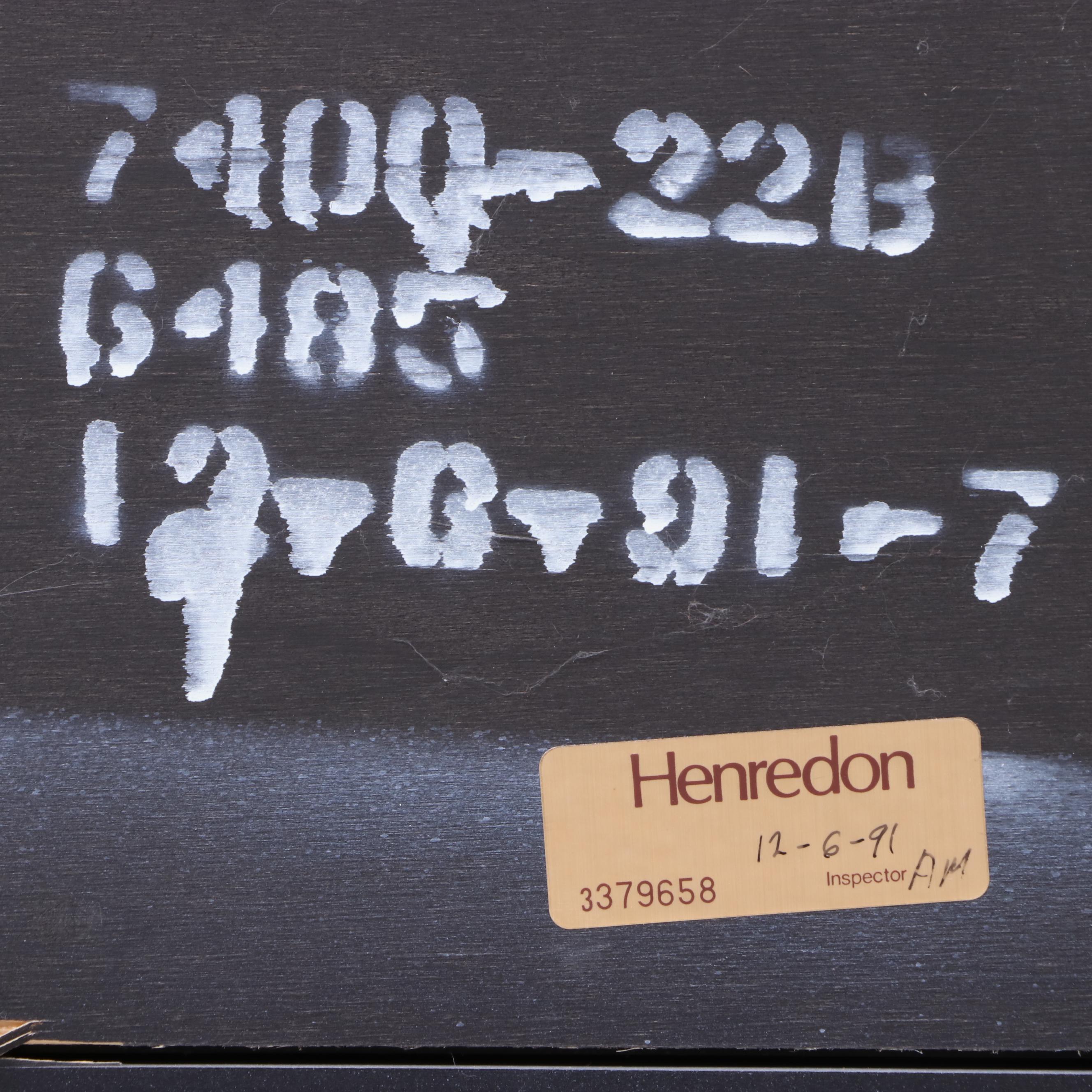 Henredon Elan Collection Koa Wood and Black Lacquered Credenza and Glass Cabinet