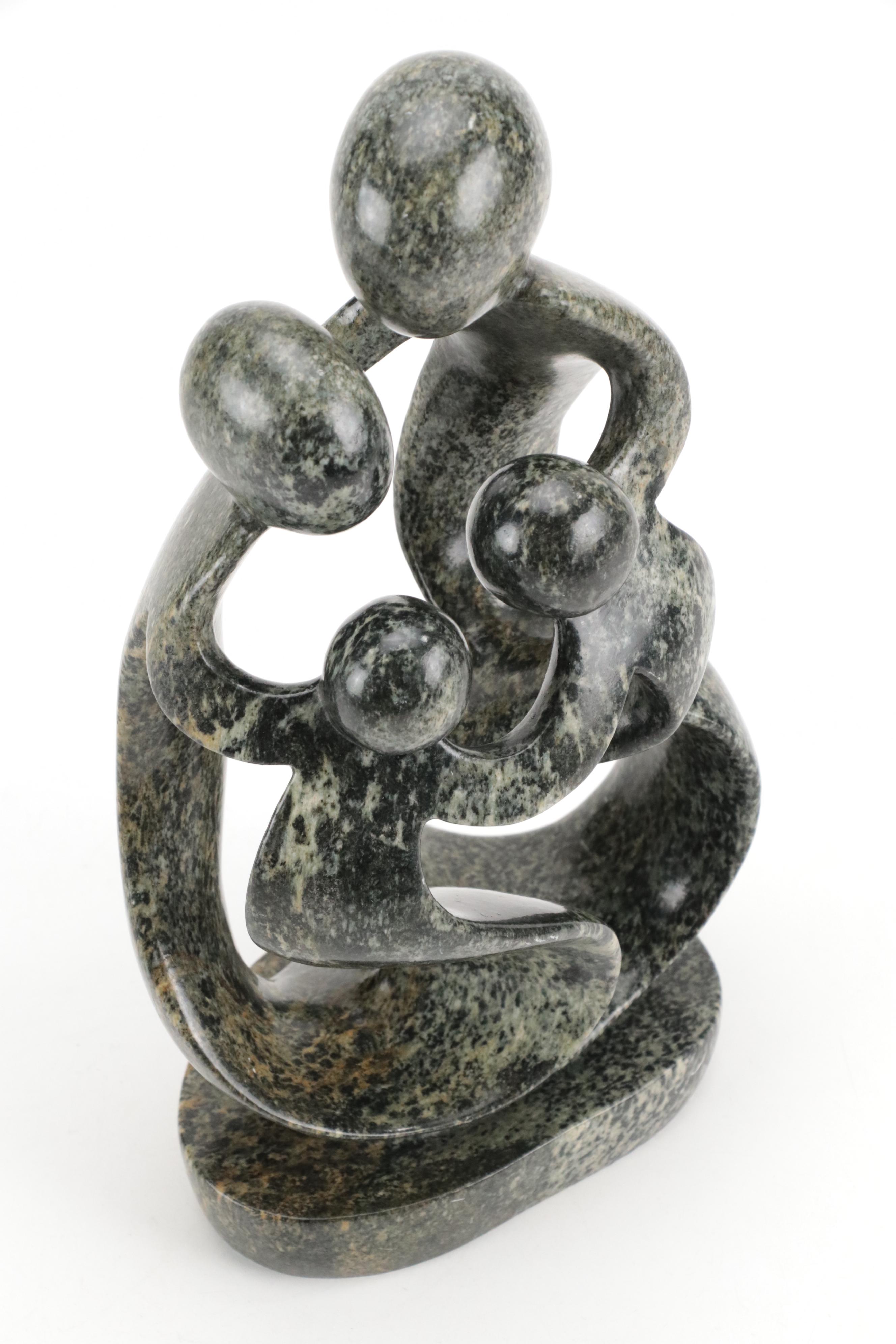 Zimbabwean Shona Family Figural Serpentine Carving