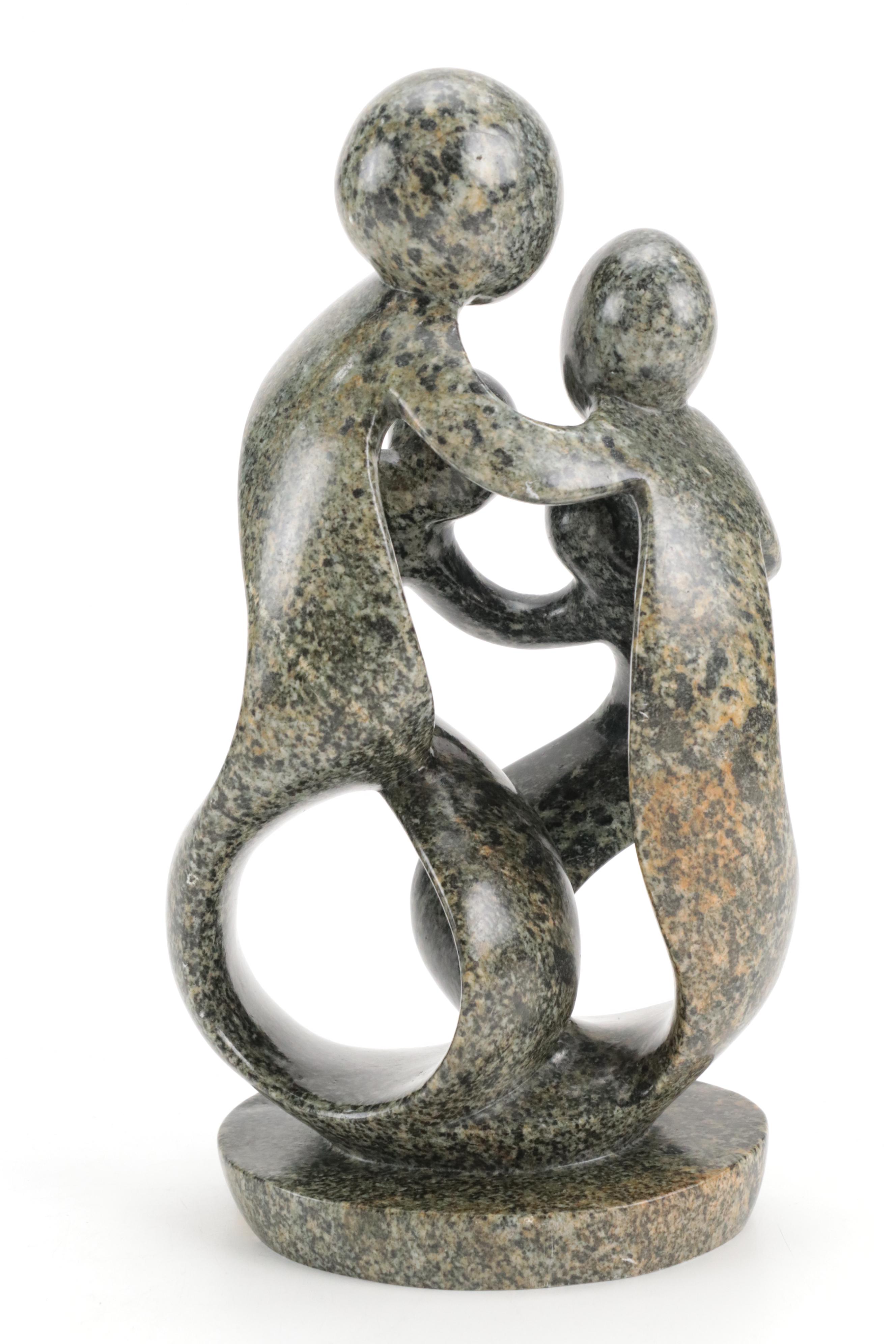 Zimbabwean Shona Family Figural Serpentine Carving