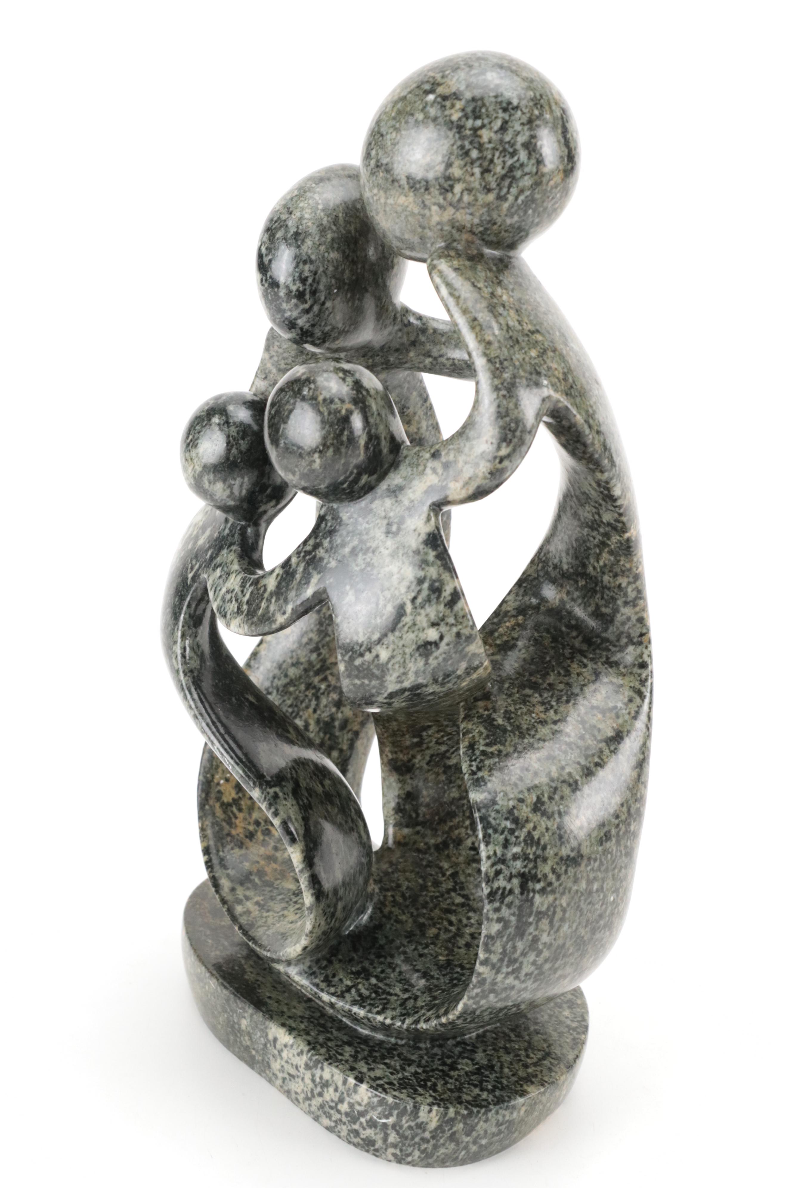 Zimbabwean Shona Family Figural Serpentine Carving