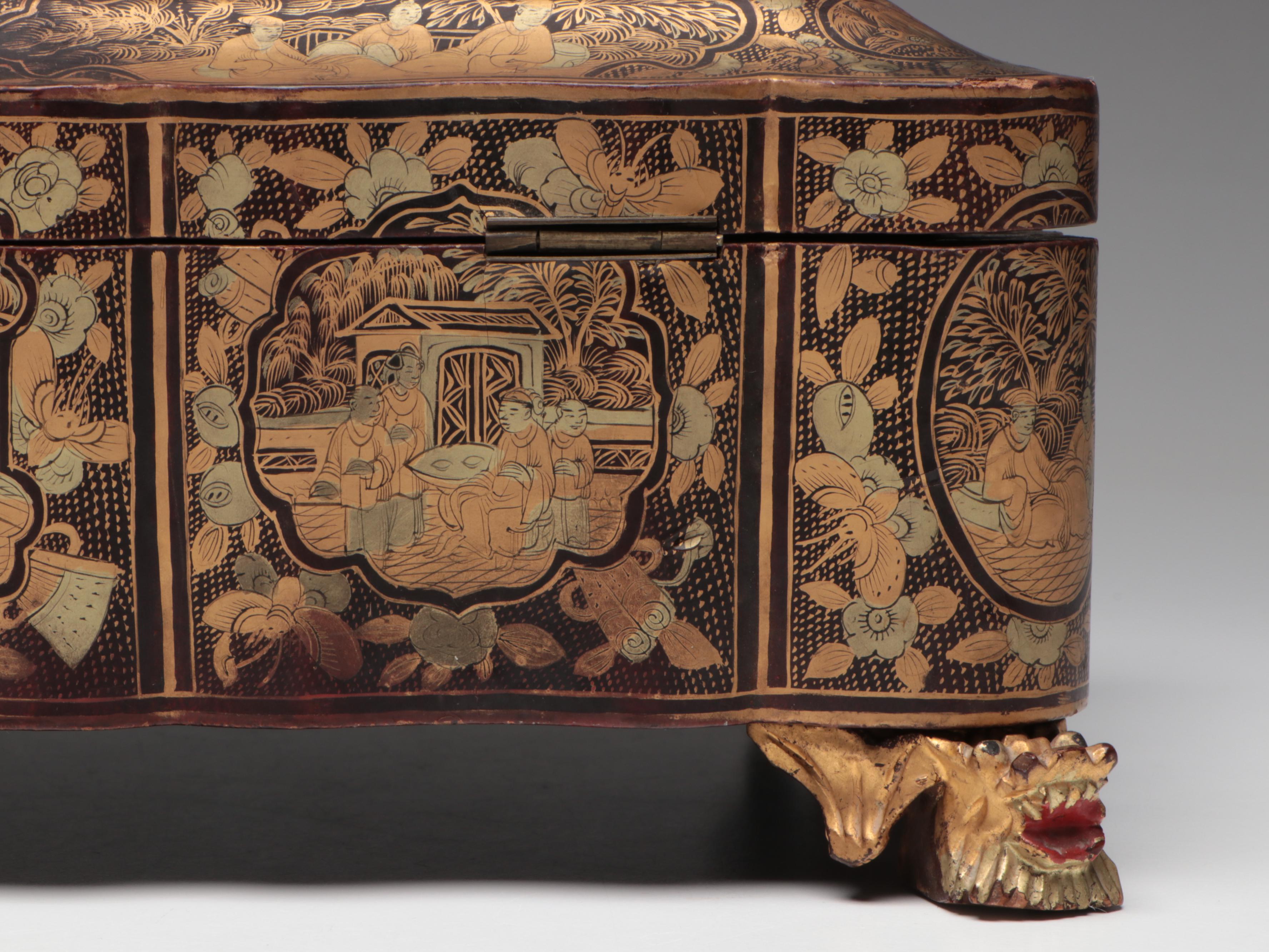 Chinese Lacquered Game Box with Boodles and Counters, Early 19th Century