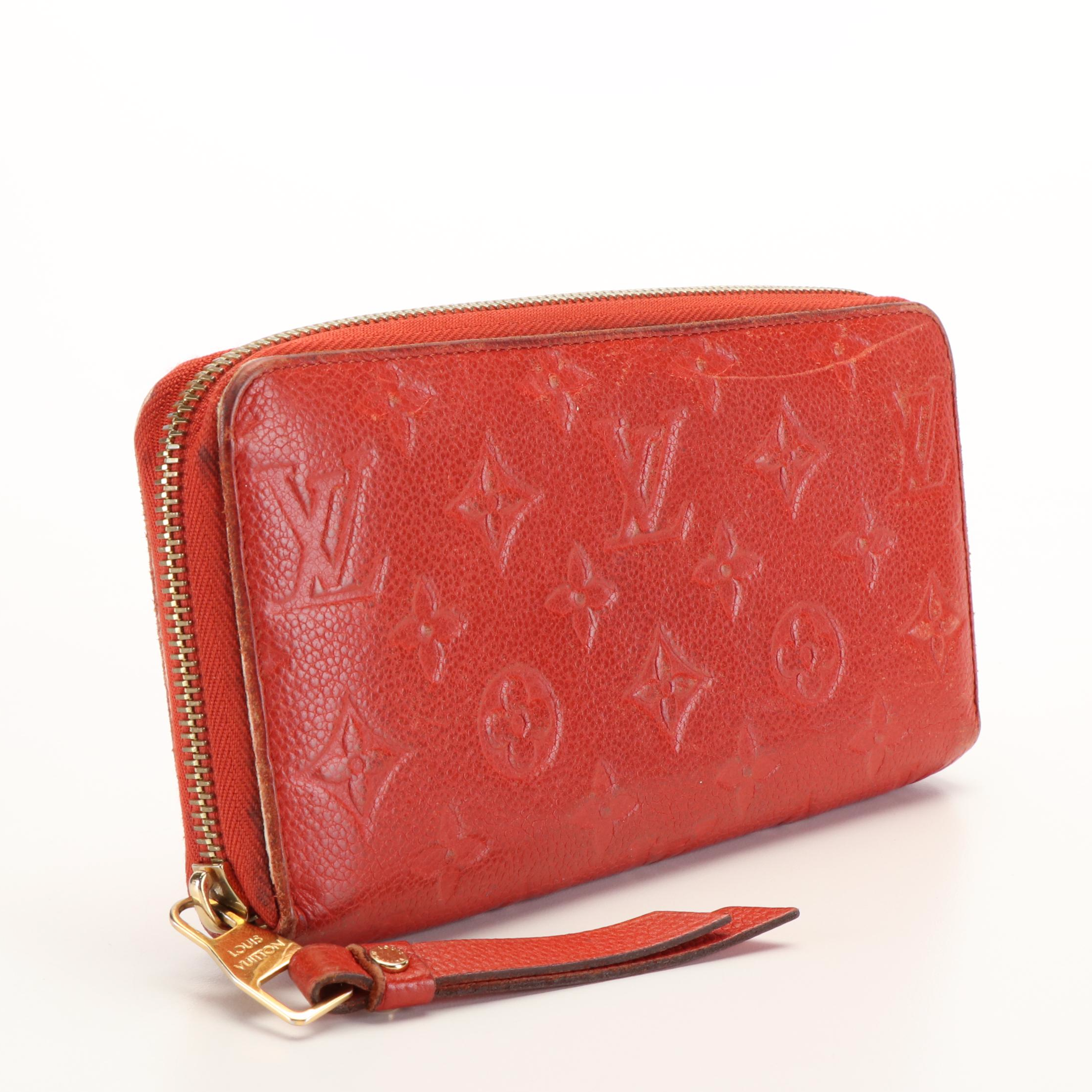 Louis Vuitton Monogram Red Empreinte Leather Zip Around Wallet