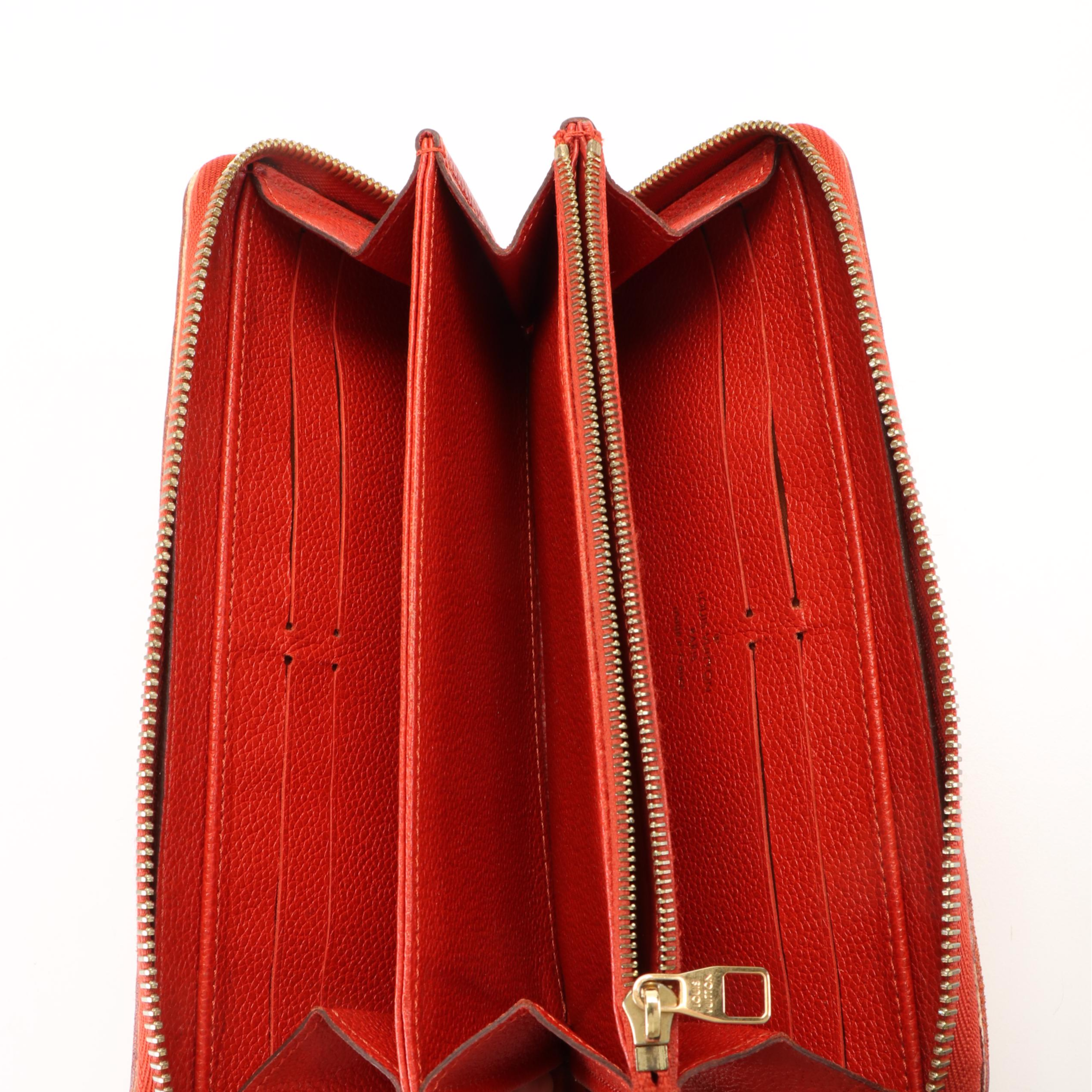 Louis Vuitton Monogram Red Empreinte Leather Zip Around Wallet