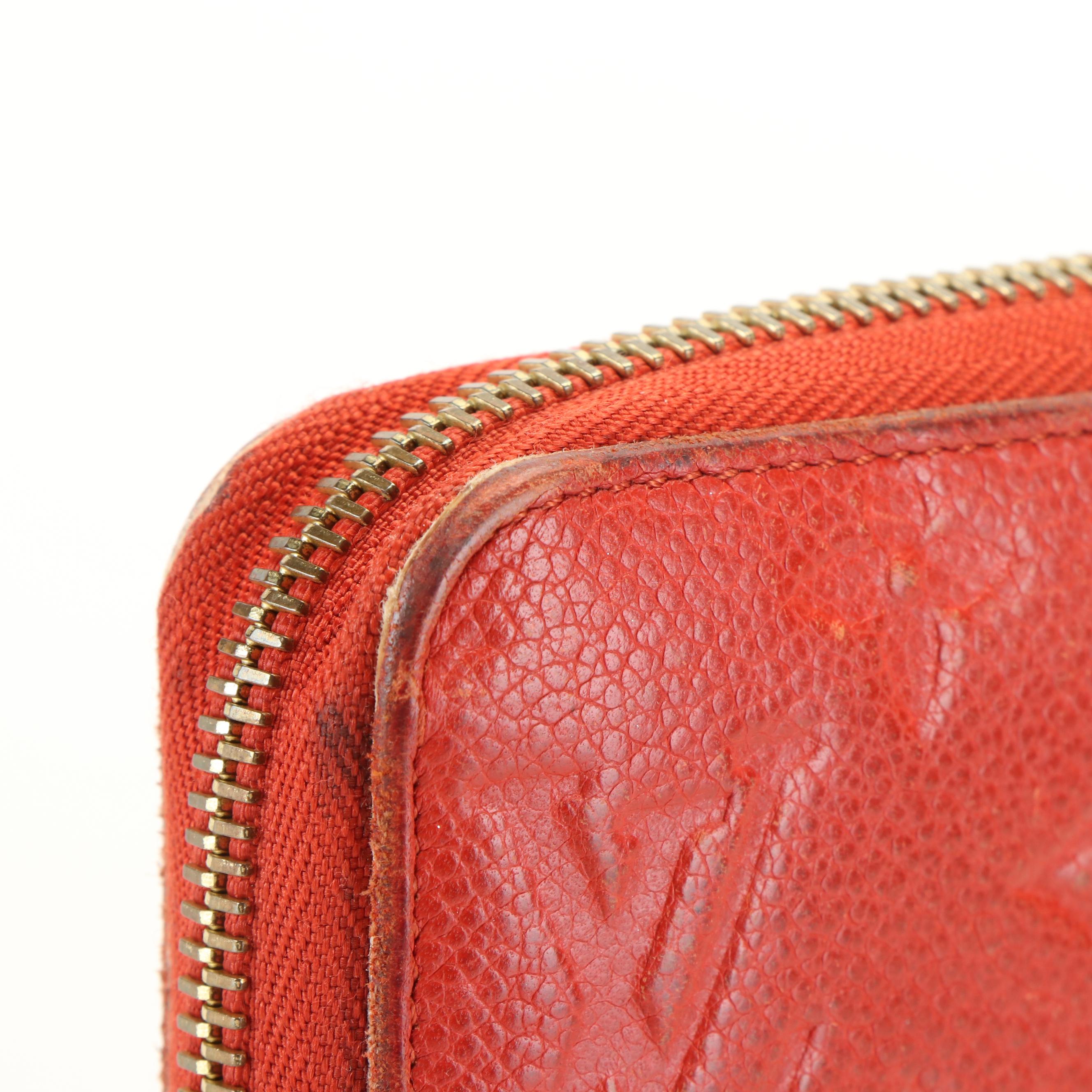 Louis Vuitton Monogram Red Empreinte Leather Zip Around Wallet
