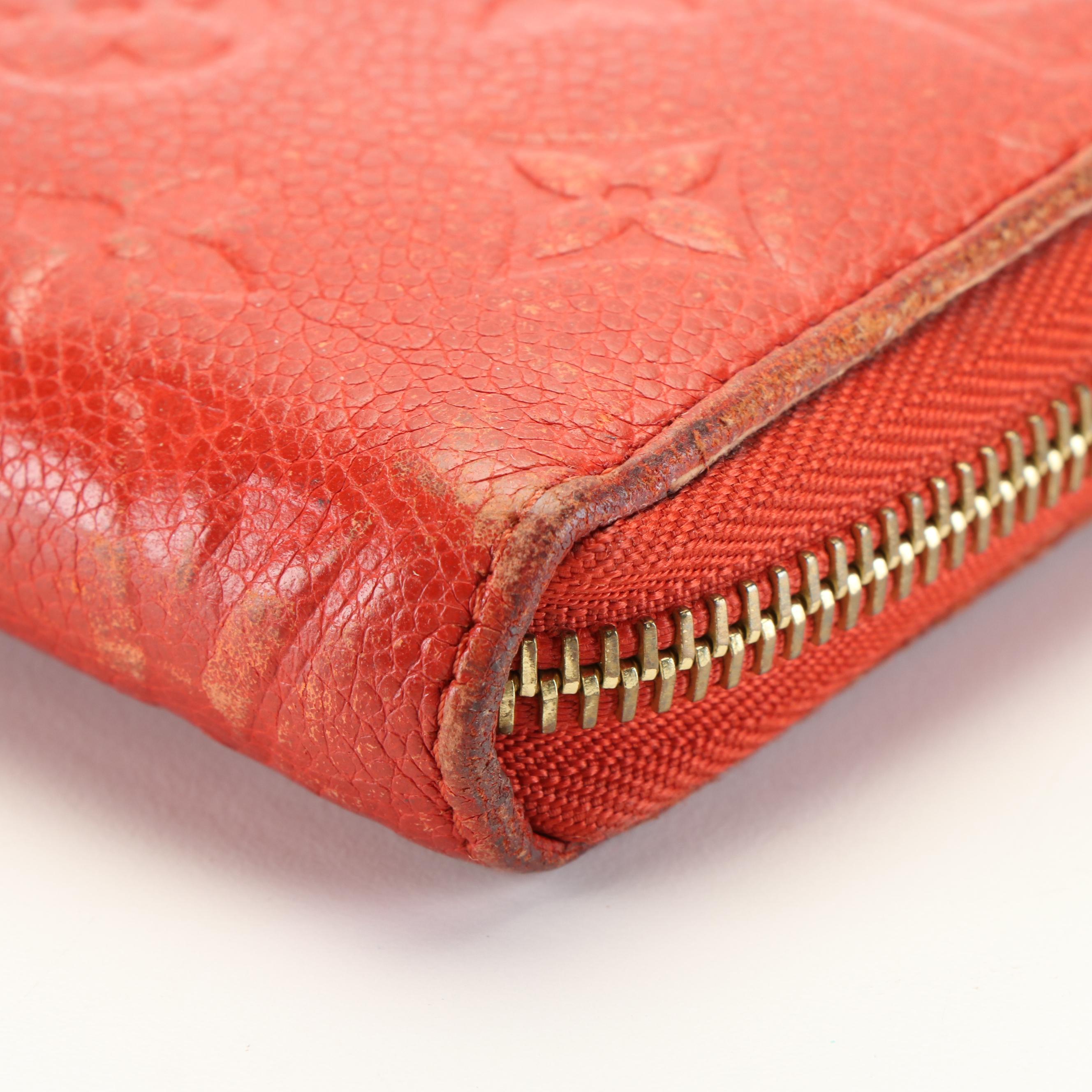 Louis Vuitton Monogram Red Empreinte Leather Zip Around Wallet