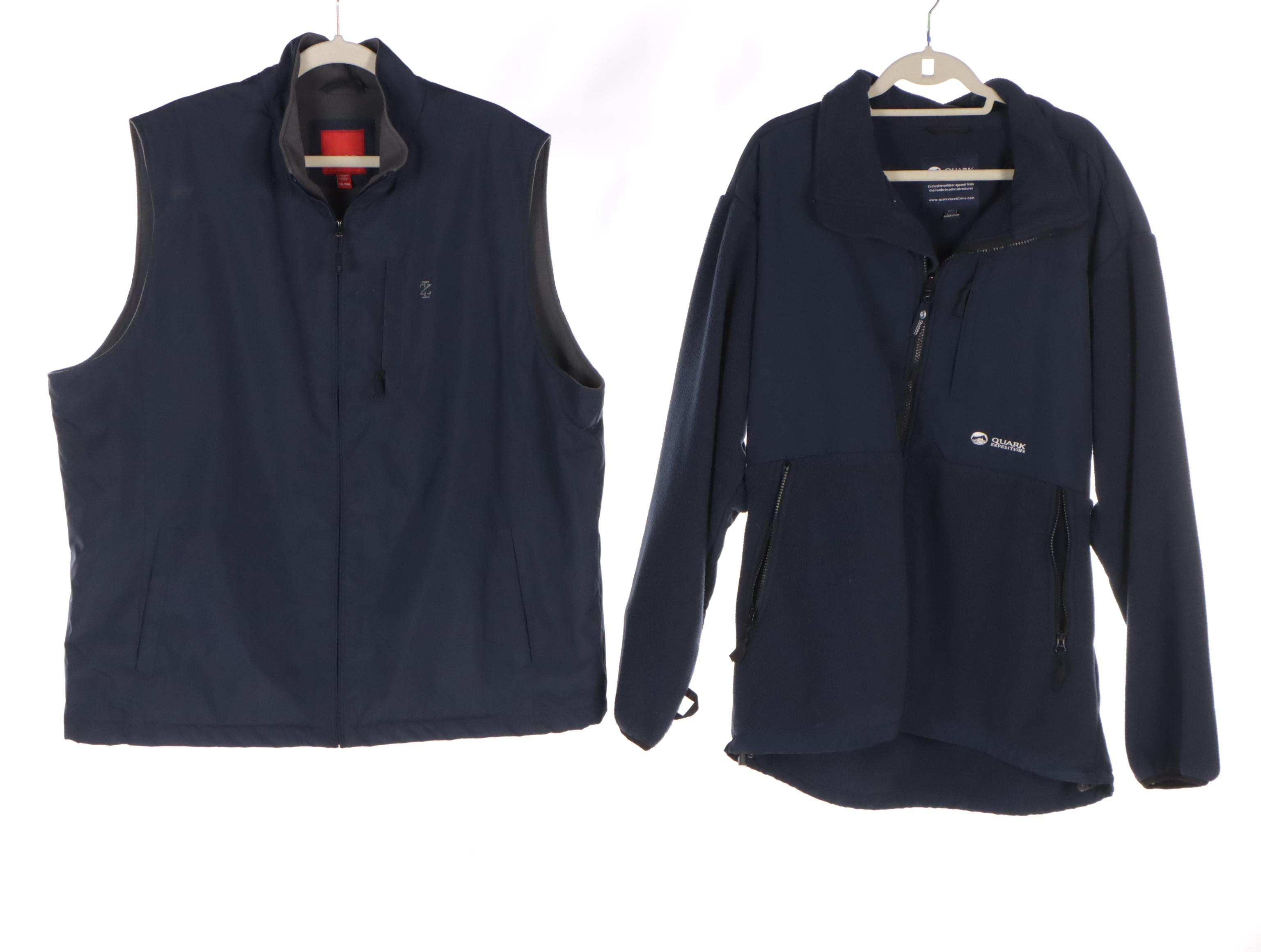 Men's Izod and Other Zip Vests, Down Zip Vest, and Zip Jacket