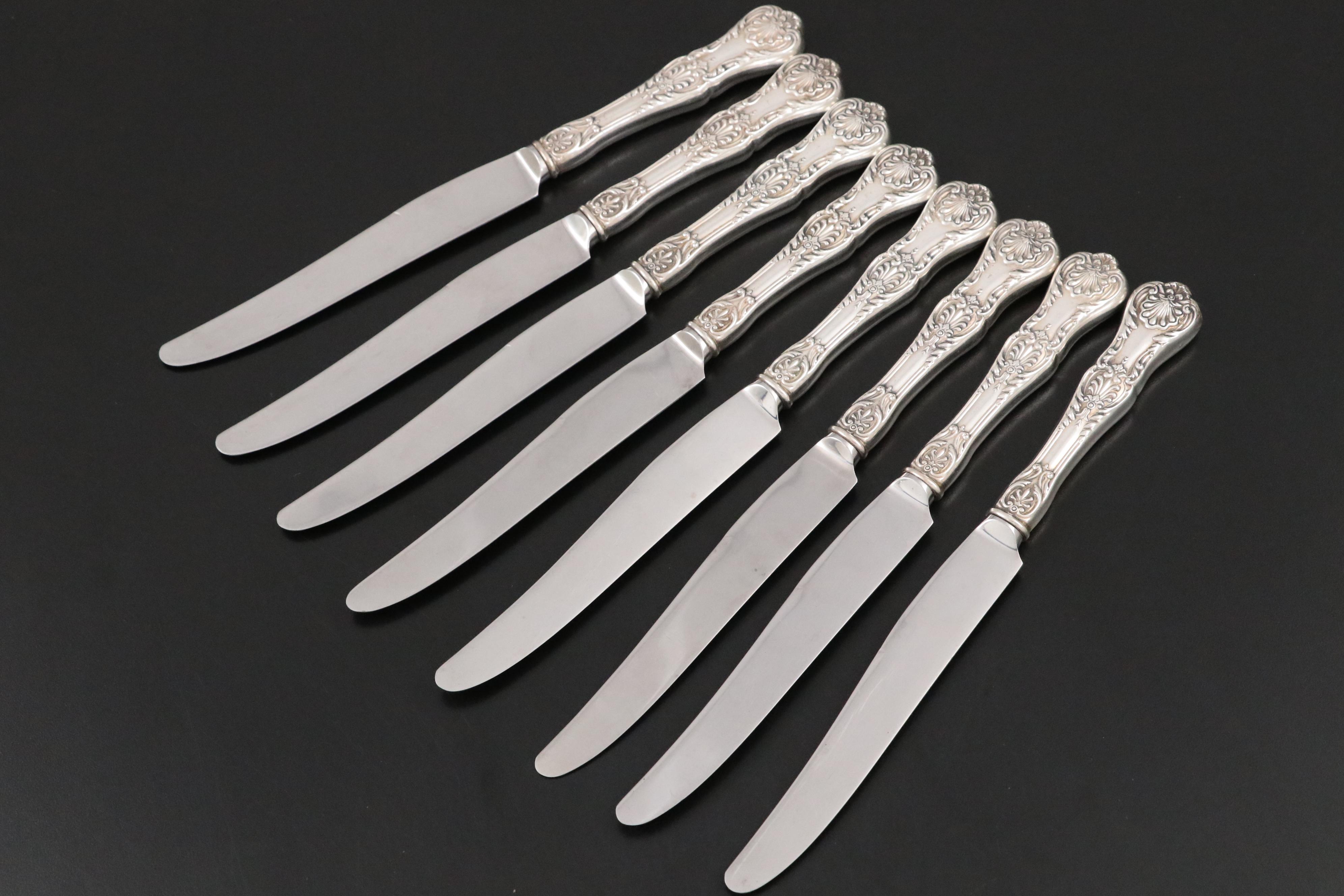 Gorham "King George" Sterling Handled Dinner Knives, 20th C.