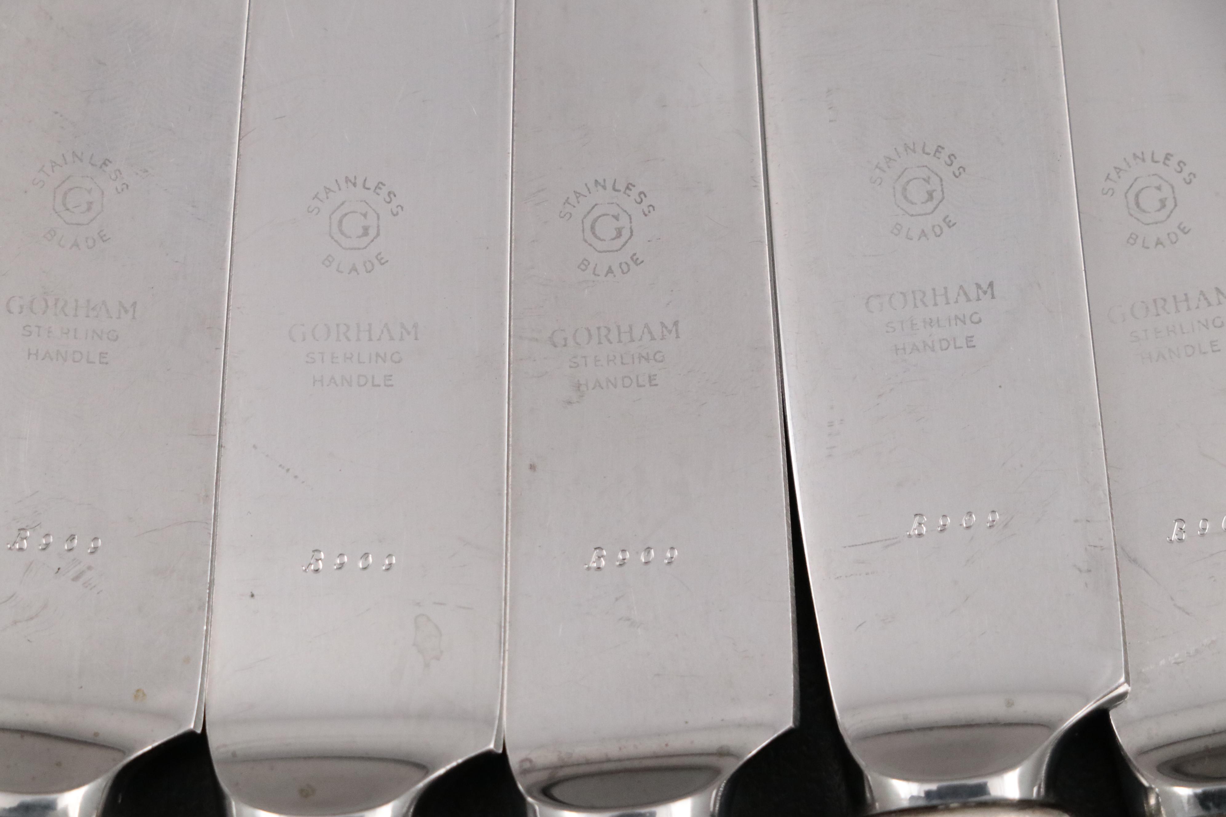 Gorham "King George" Sterling Handled Dinner Knives, 20th C.
